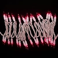Vista 4 de MULTI-SPARKING Guirnalda de luces de Navidad rosadas, 35 unidades, incandescentes, mini luces de Navidad rosadas para árboles pequeños