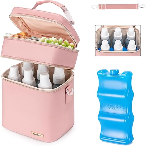 Vista 14 de Bolsa enfriadora de leche materna con bolsa de hielo para 6 biberones de hasta 9 onzas Negro