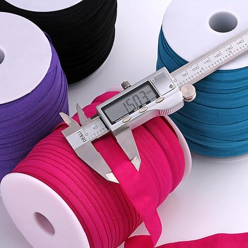 Miniatura 3 de 109 yardas cinta de sesgo de costura elástica cuerda plana 58 pulgadas para ropa puños ropa interior DIY artesanía-02 negro