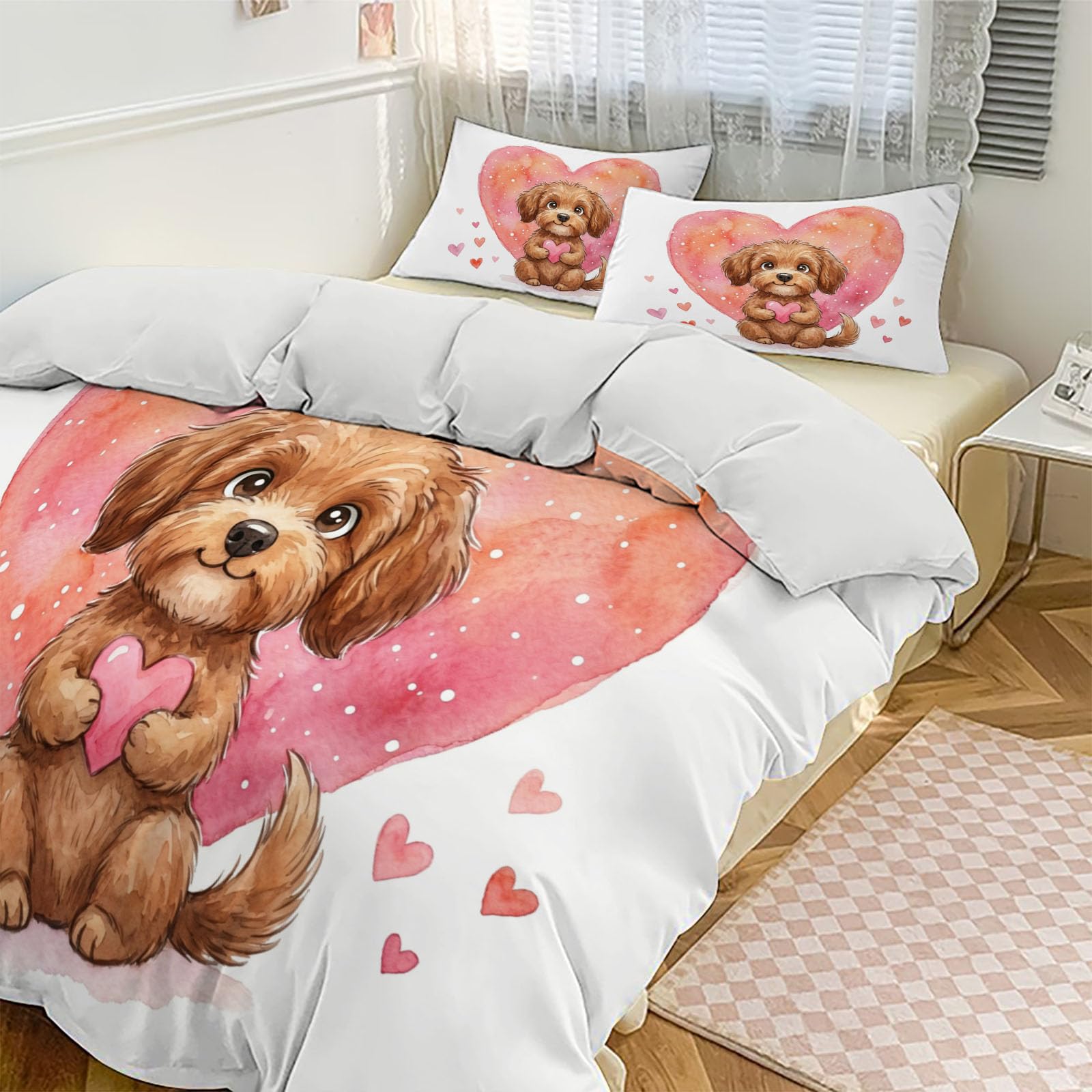 Housse de couette 140x200cm animaux aquarelle réversible en microfibre