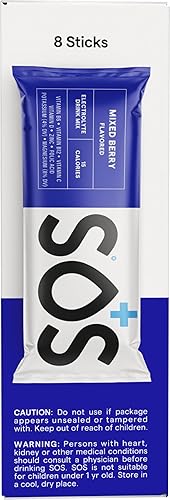 Miniatura 12 de SOS 8 paquetes de electrolitos de hidratación en polvo, baja en calorías, rehidratación rápida, fabricado en Estados Unidos, Keto (8 porciones,