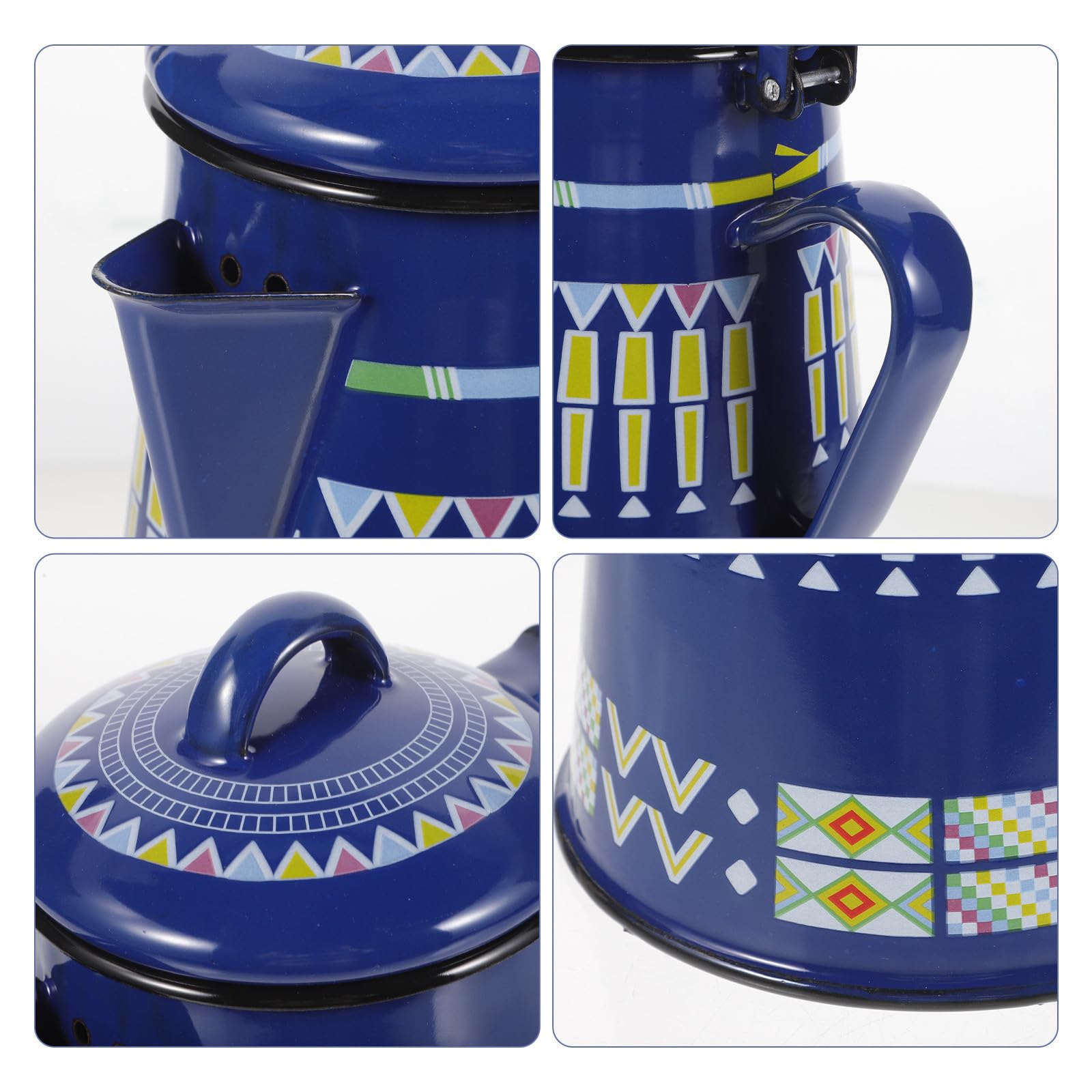 Bollitore Smaltato da 1,2l per Tè e Caffè Manico Ergonomico, Design Rustico Blu per Preparare Bevande Calde al Mattino