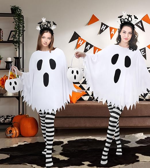 4 Pcs Ghost Costume Adult with Accessories Halloween Cosplay