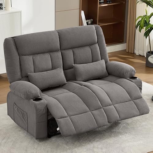 Recliner Loveseat Couch with Cup Holders for Living Room LoveSeat Manual Oversized Recliner with Ergonomic, Side Pocket for Adult