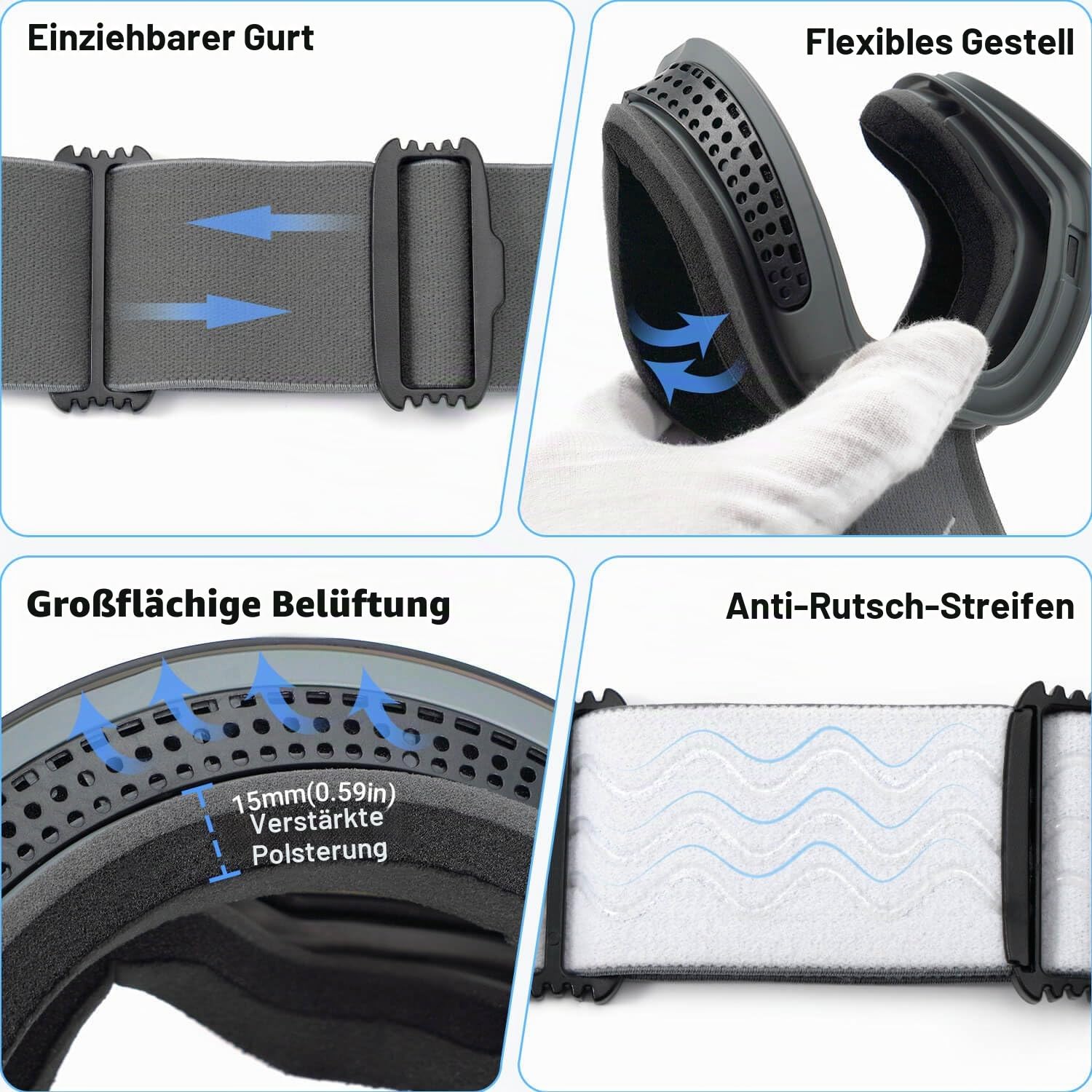 Meeloog Magnetische Skibrille, rahmenlos, austauschbare Gläser, UV-Schutz, Schneebrille, Snowboardausrüstung für Herren, Damen, Jugend