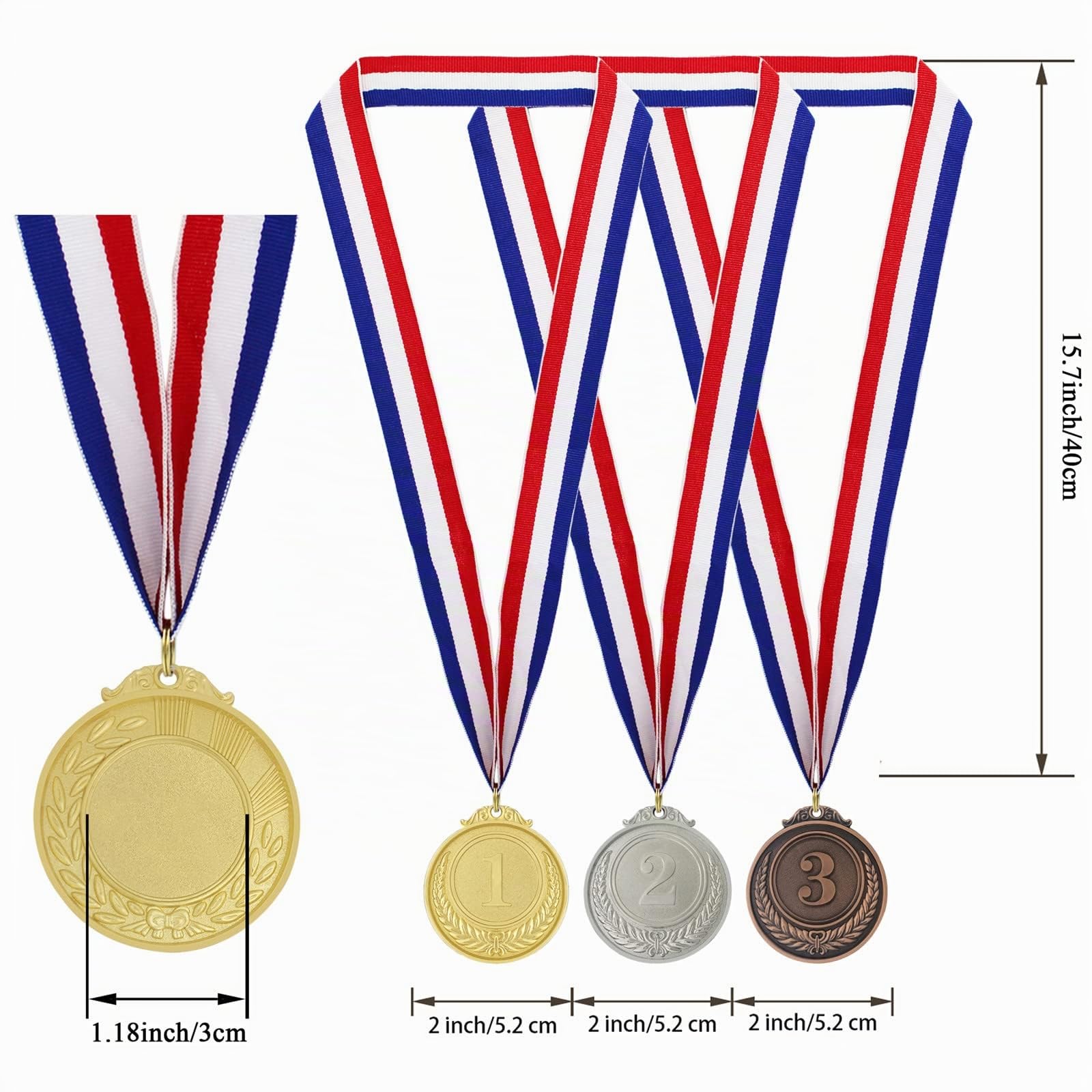 Donrime Medaglie Premiazioni Metallo, 12 Pezzi Medaglie Vincitore Medaglia Oro Argento Bronzo per Bambini Adulti Premi per la Giornata dello Sport, Gare di Ginnastica, Bomboniere