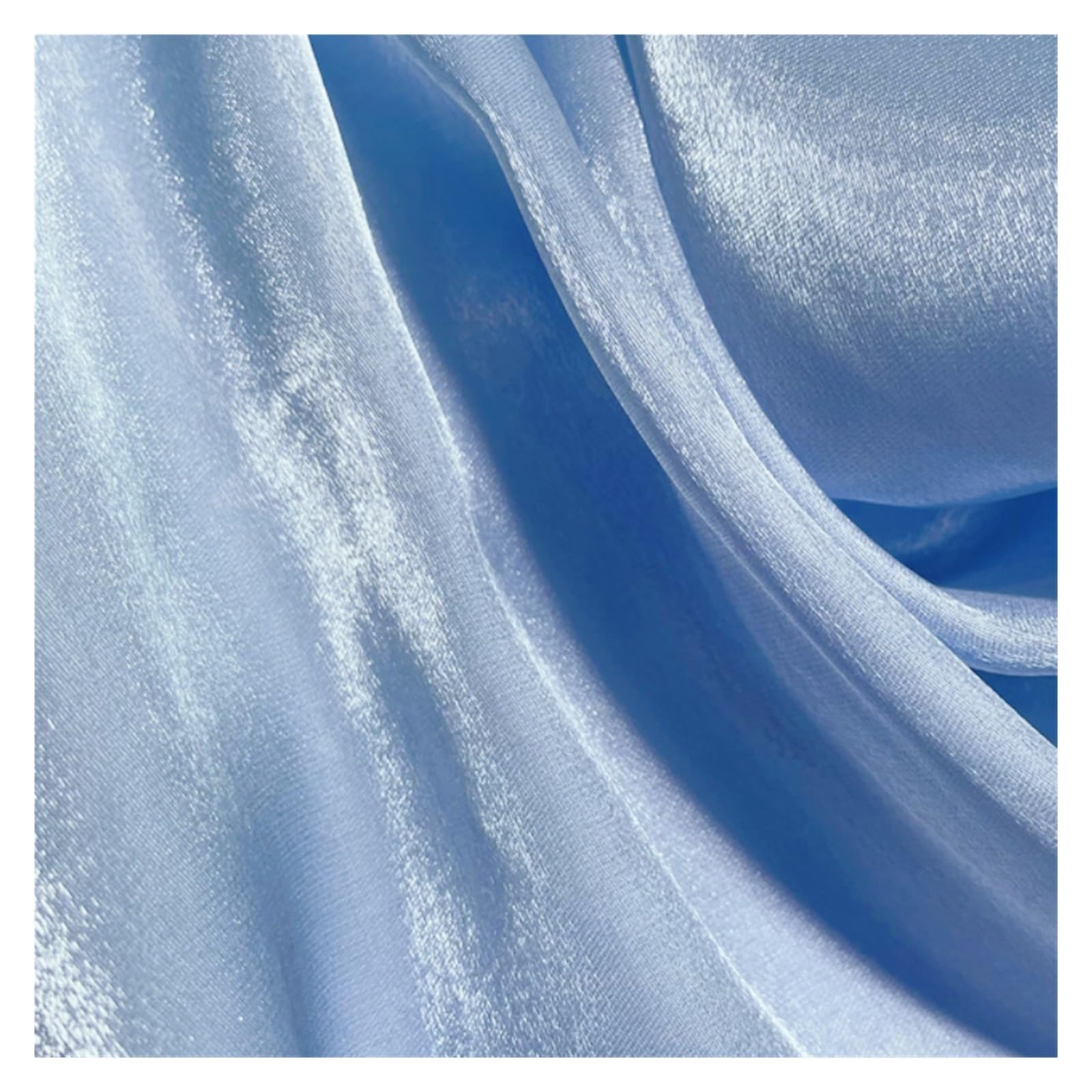 Glitter Metallic Fabric, Polyester Satin Organza Fabric Craft Material Multicolor Multiple Sizes(Blu,150cm x 1m)