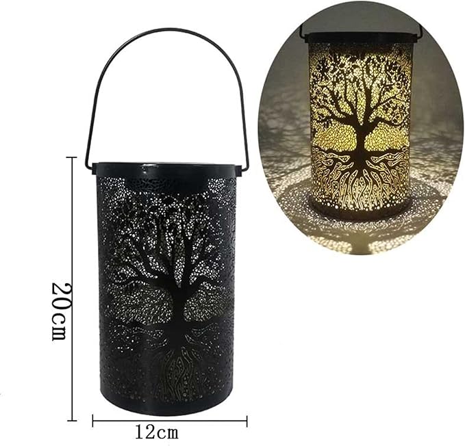 LJFZMD Solar Lantern Light Outdoor, Hanging Garden Lights Metal Lamp Zonne -aangedreven lantaarn voor tuin, terras, grasster en tafel [energieklasse A +++] photo 2