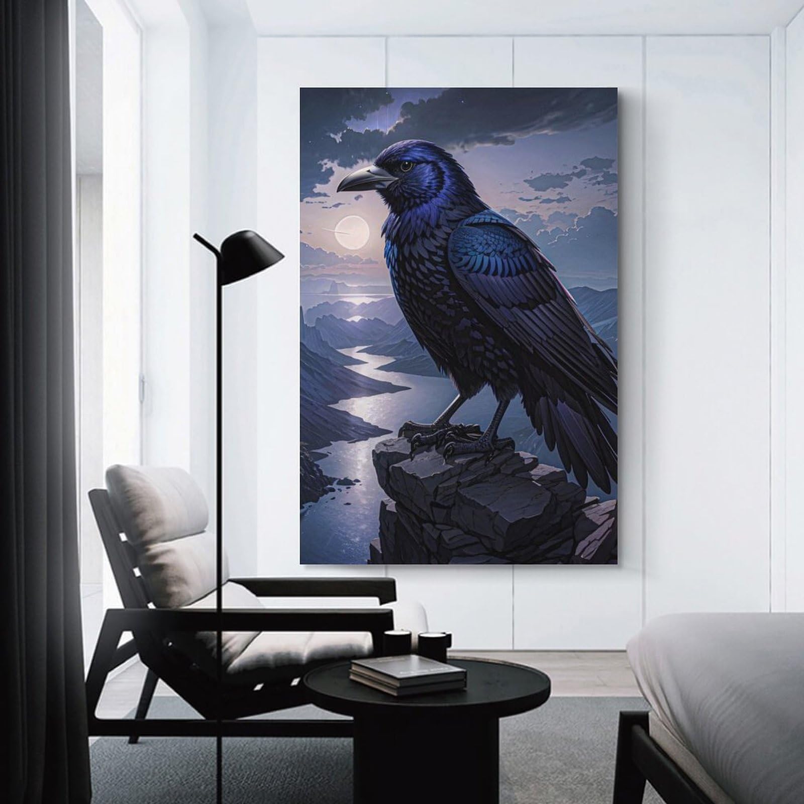 Junmoney Unframe-Style-1 Night Crow Majesty Home Decor Wall Art 20X30inch(50X75cm), For Lounge, Study, Hallway Or Flat Walls, Stylish Home Artwork For Focal Walls