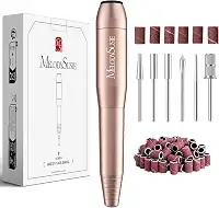 MelodySusie Electric Nail Drill Machine 11 in 1 Kit, Portable Electric Nail File Efile Set for Acrylic Gel Nails, Manicure Pedicure Tool with Nail Drill Bits Sanding Bands Dust Brush, Gold