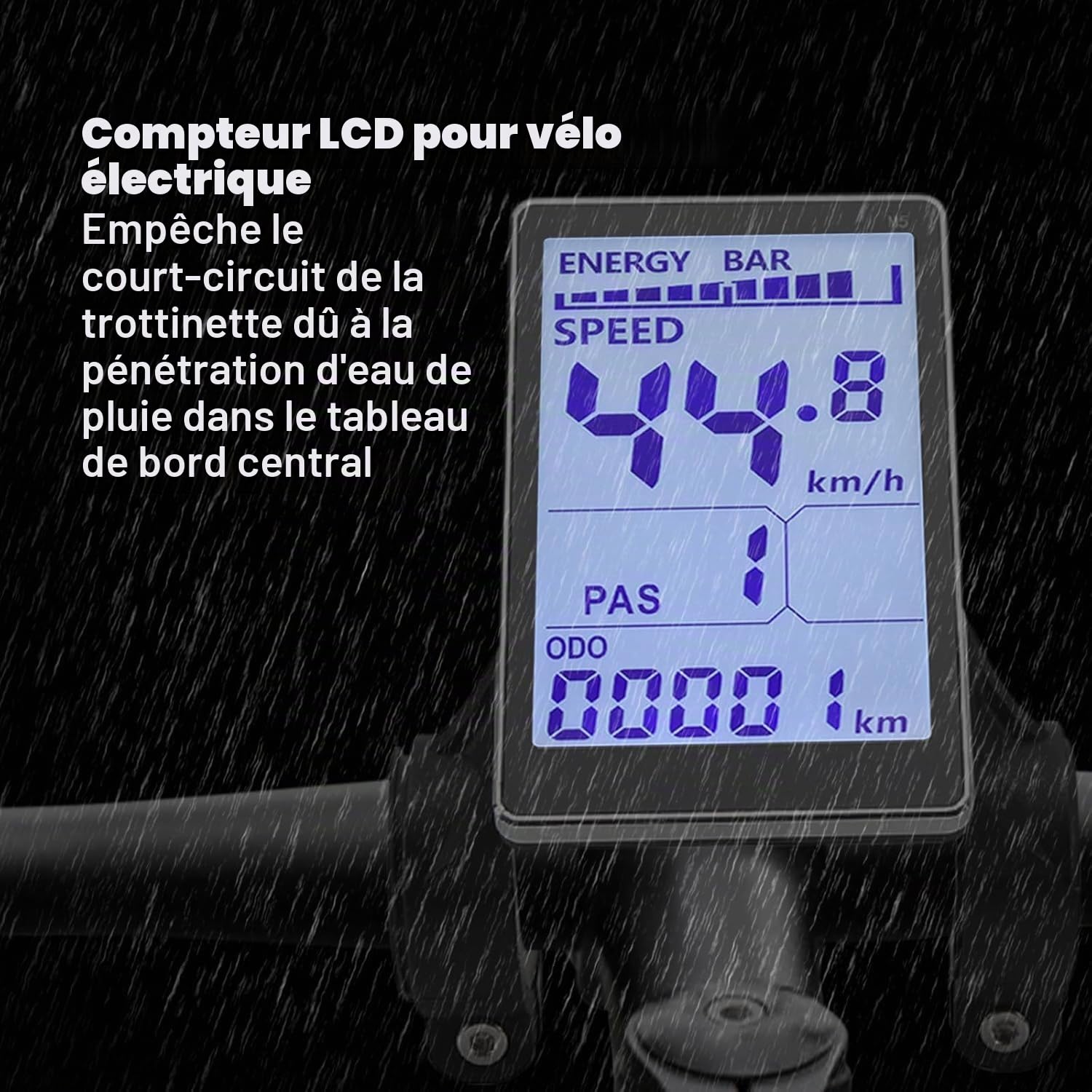 Écran LCD pour vélo électrique, scooter E 5 broches M5 avec connecteur étanche, écran de contrôle pour guidon de vélo électrique de 31,8 à 22,2 mm (protocole n° 2)