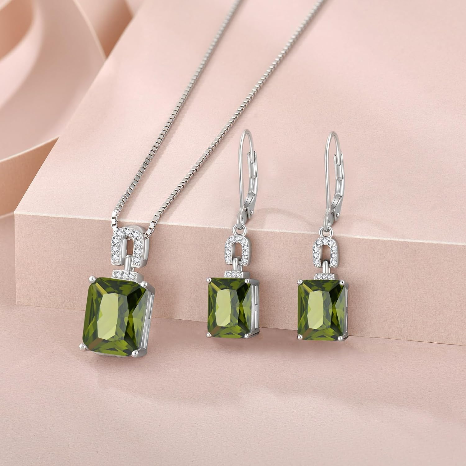 Emerald Cut Necklace 925 Sterling Silver Baguette Birthstone Pendant Necklace Jewelry Gifts for Women - Image 4
