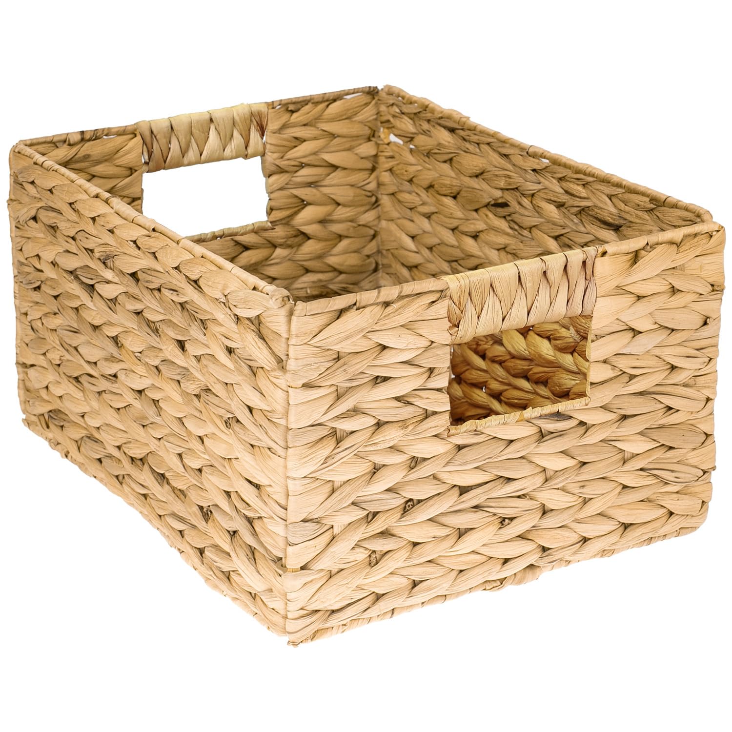 HMF panier de rangement, panier pliable tressé en jacinthe d'eau jonc de mer | taille L | 36 x 28 x 20 cm