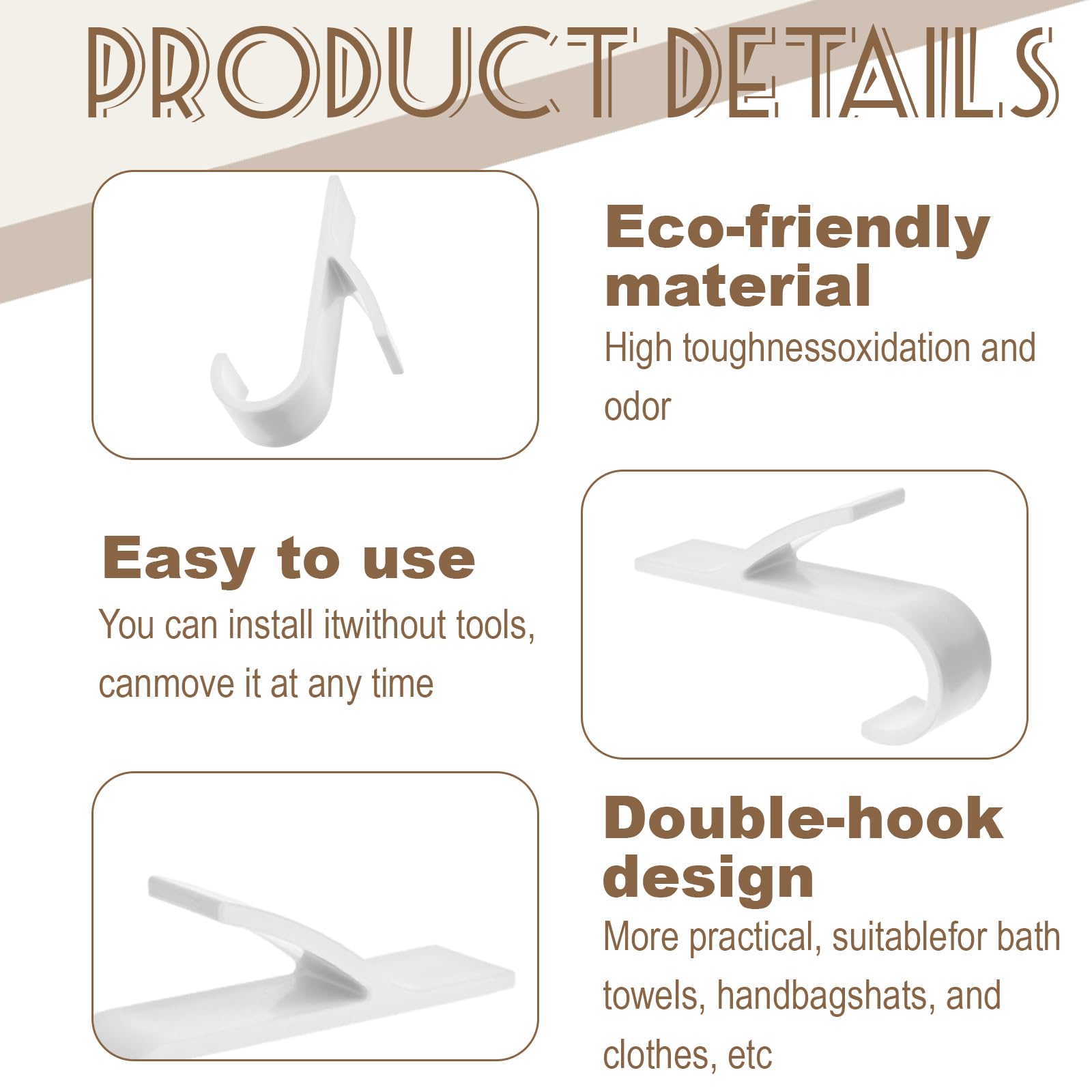 8 Ganci Per Termoarredo Bagno | In Plastica ABS | Appendi Asciugamani E Accappatoi Senza Forare - Foto 4