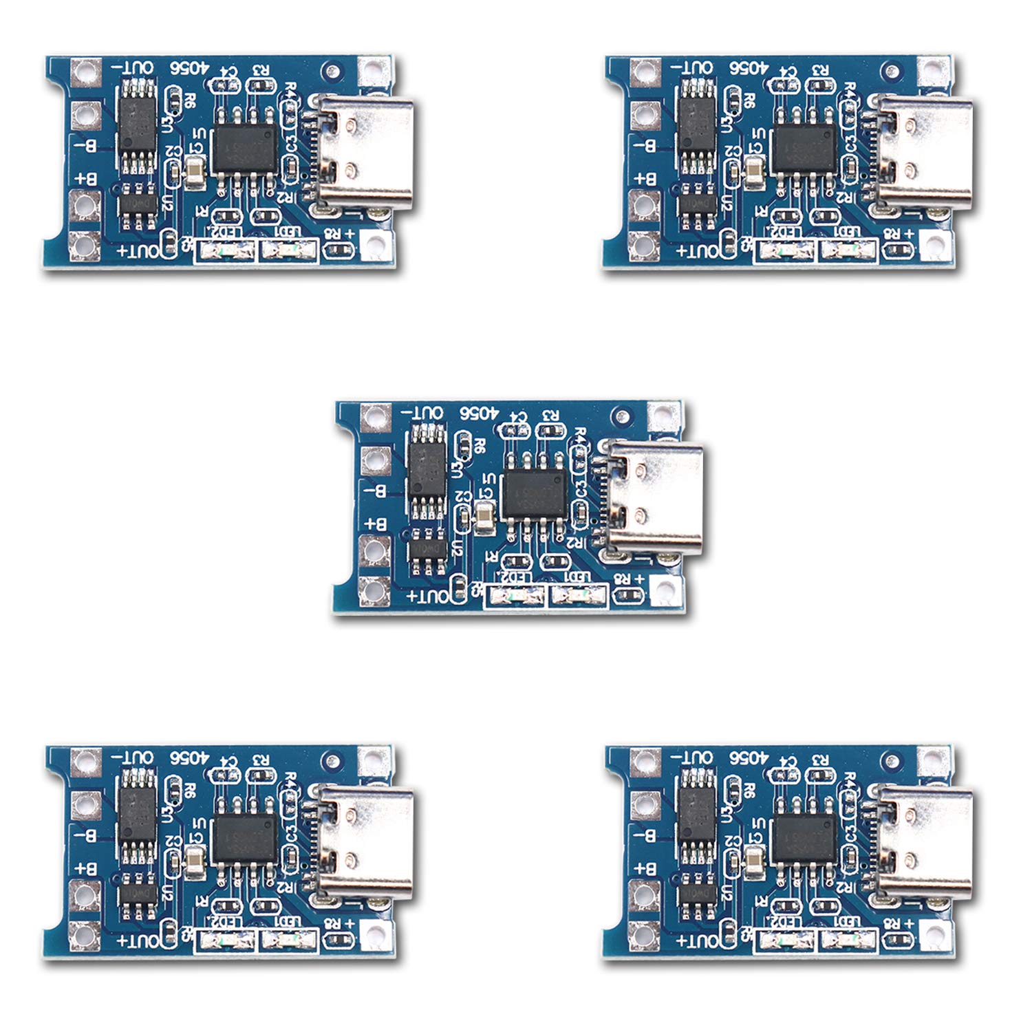 Electronic spices TP4056 Micro USB Type C Mini Plug 5V 1A 18650 Lithium Battery Charging Protection Board (C-TYPE) Pack of 5