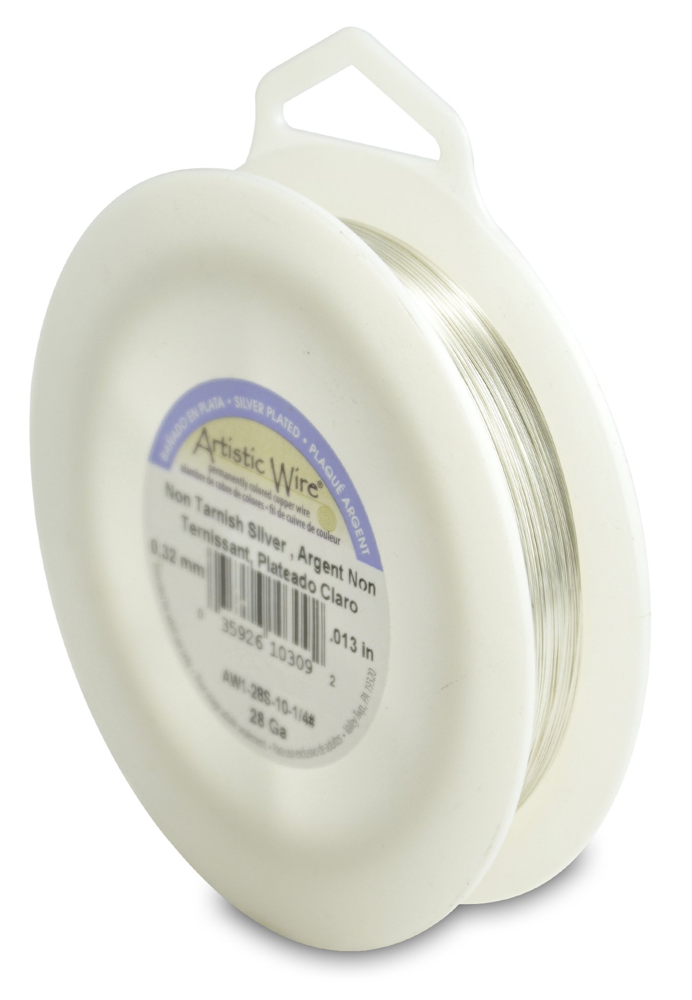 Artistic Wire, 28 Gauge Silver Plated Tarnish Resistant Colored Copper Craft Wire, Silver, 523 ft