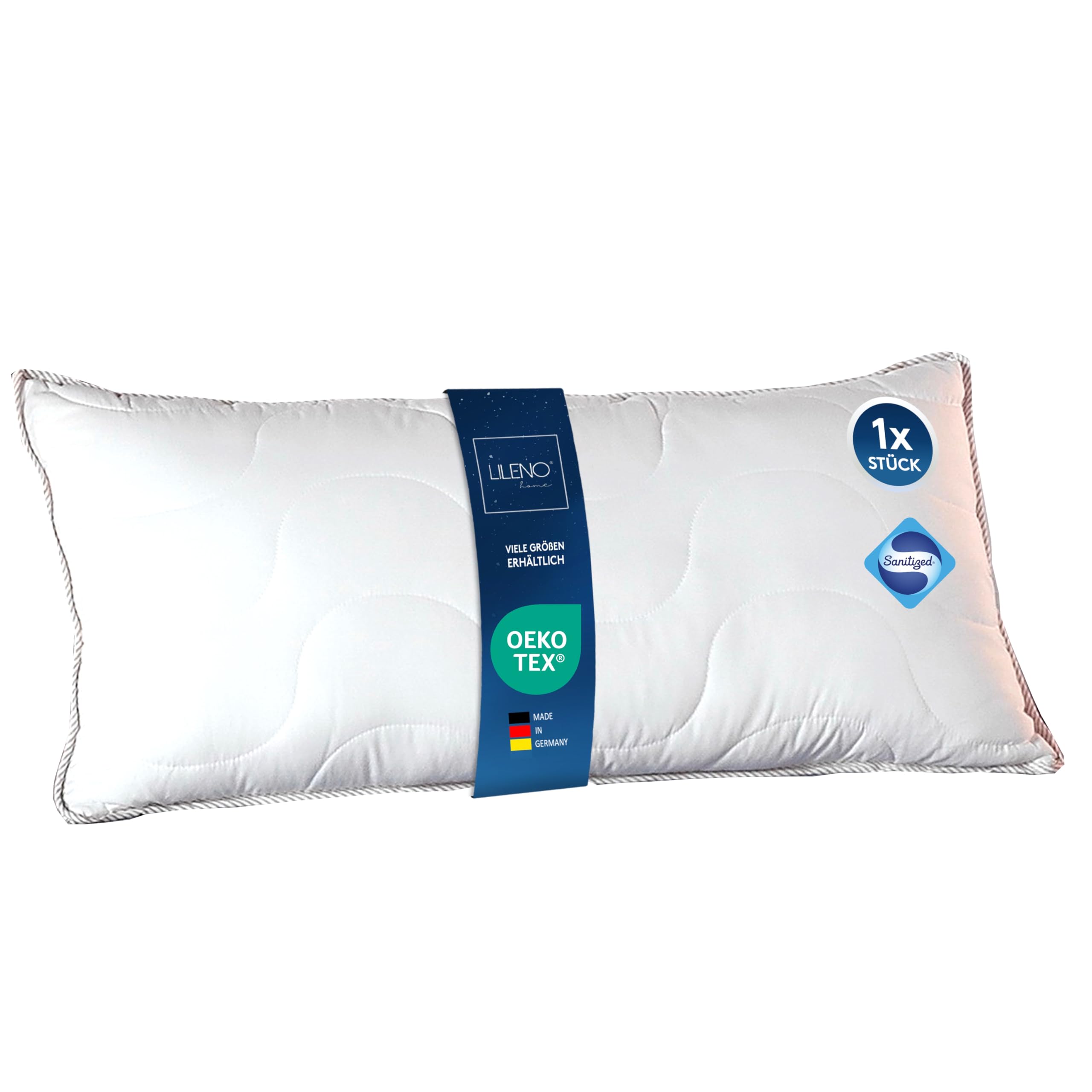 Lileno Home Pillow - 40 x 80 cm, Perfect for Duvet 135 x 200 cm, Boil-Proof up to 95°C, Antibacterial, Ideal for Allergy Sufferers