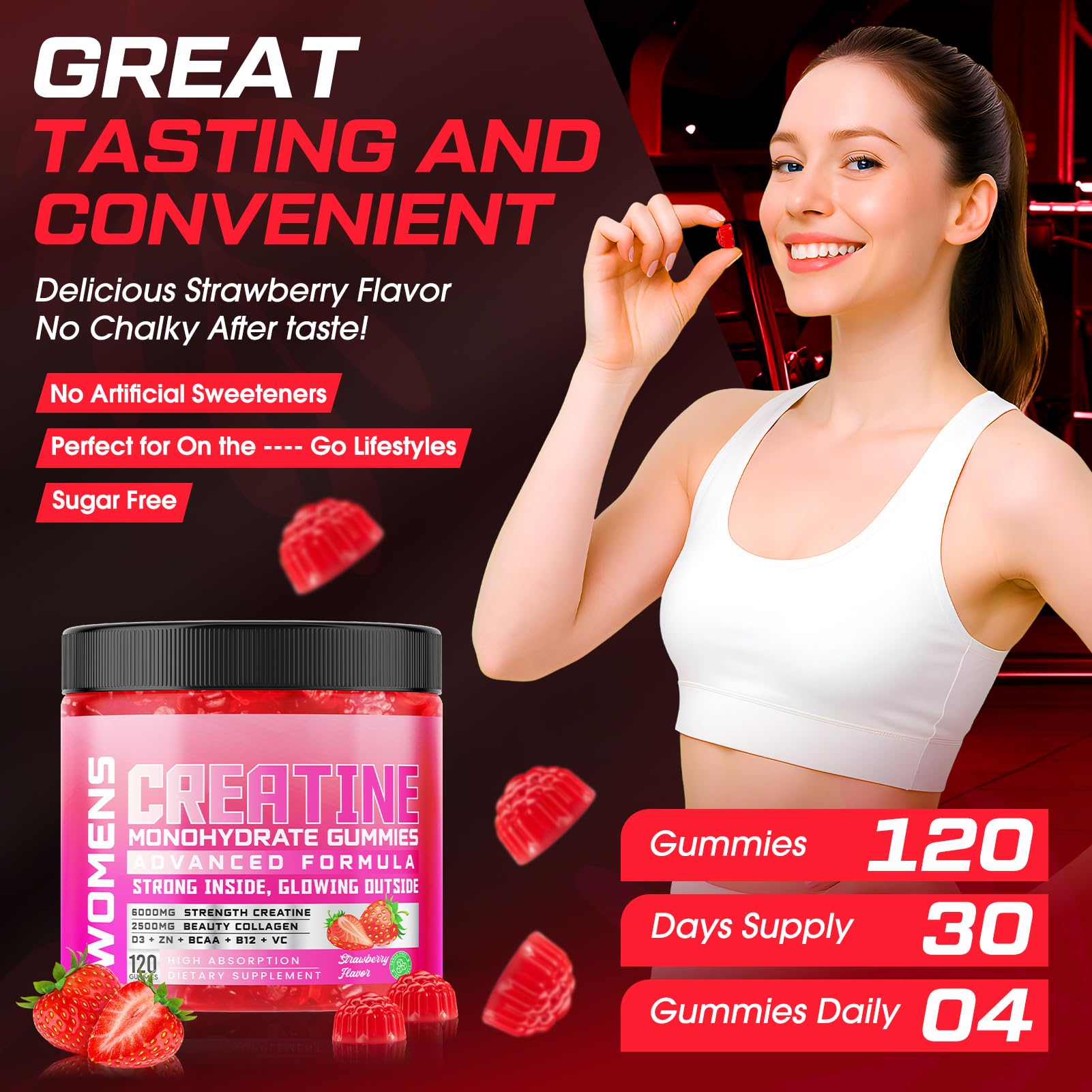Creatine for Women, 6000mg Creatine Monohydrate Gummies with Collagen, BCAA — Amazon image 6