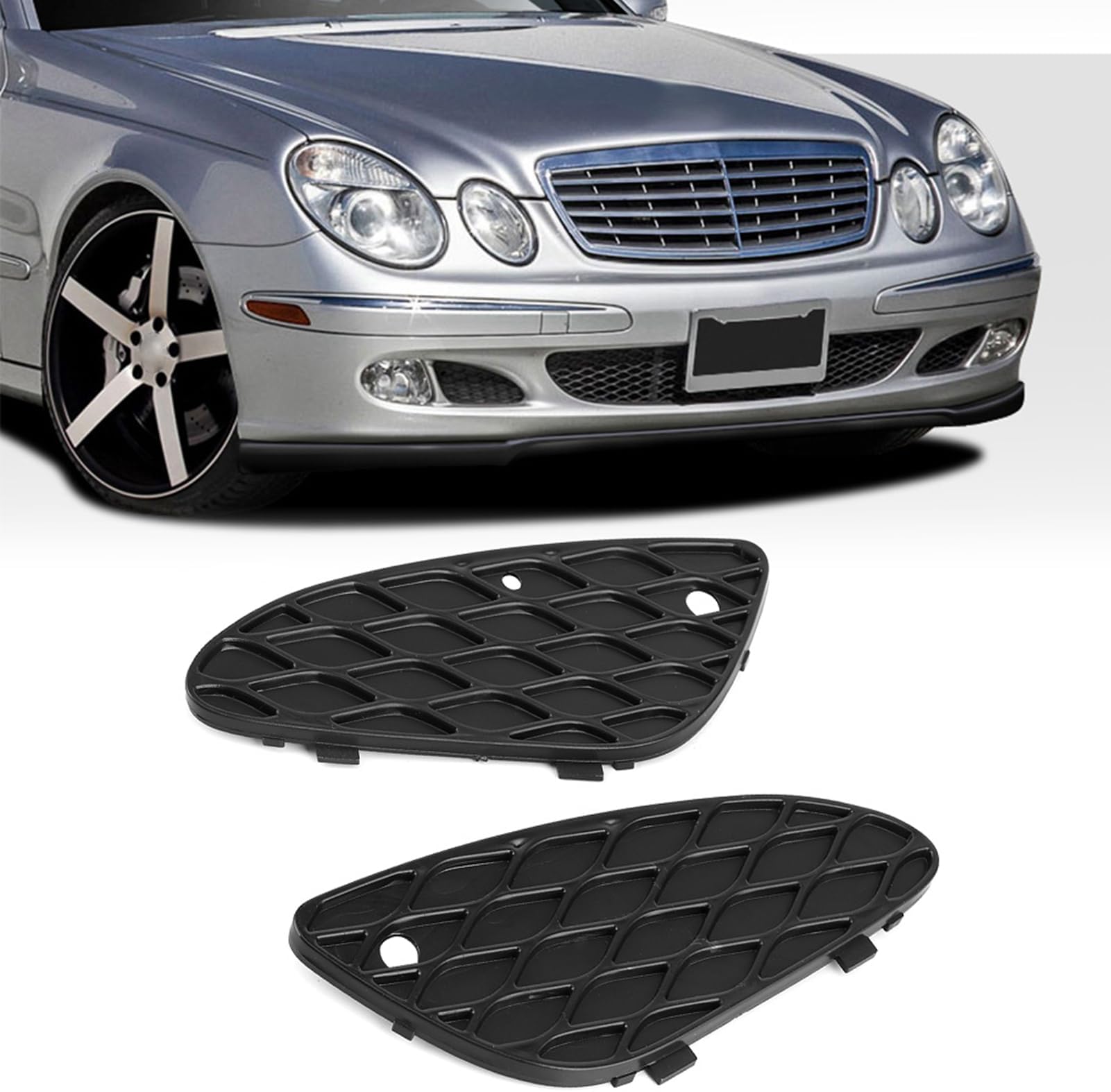 – Pair of Front Bumper Grill Cover Mesh Grille for E-Class W211 2003-2006 PA66-GF30 Durable Replacement Parts