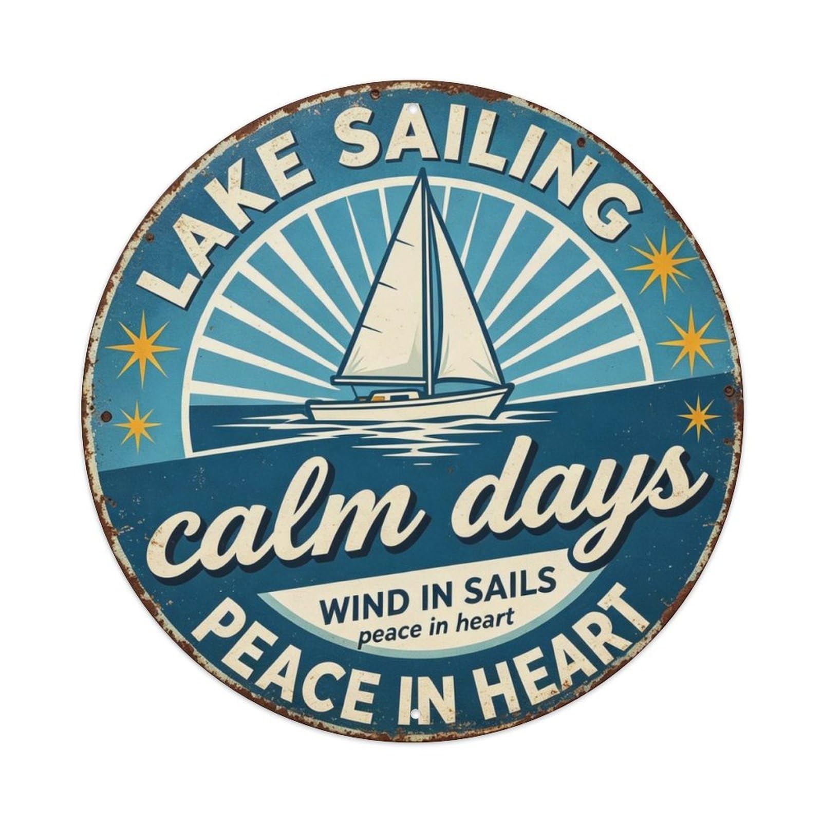 Lake Sailing Calm Days Metal Tin Sign Plaque