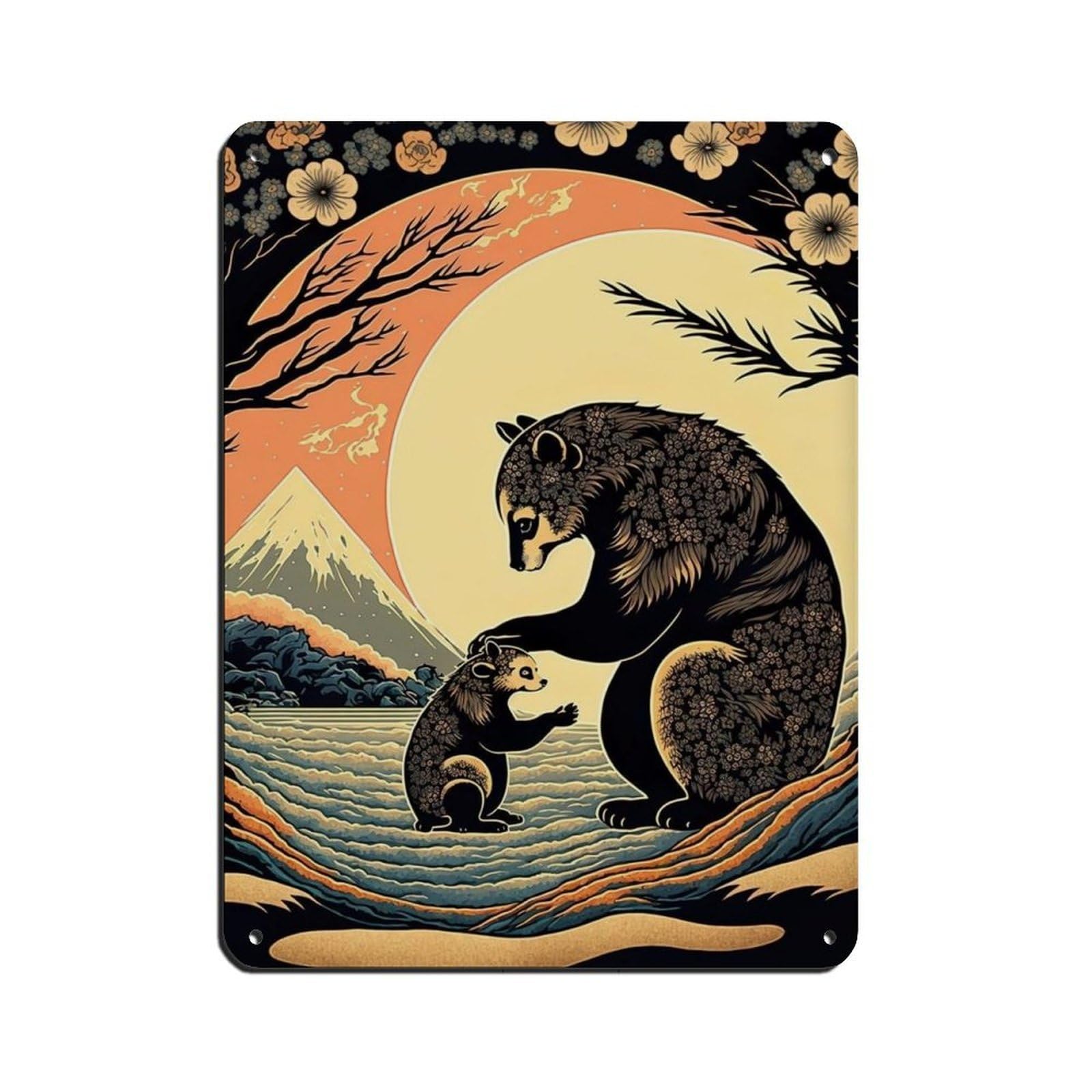 Lxwnze 30L X 40W Cm Mama Bear And Baby Bear, Tin Sign Vintage Metal Pub Club Cafe Bar Home Wall Art Decoration Poster Retro 12X16inch(30X40cm)