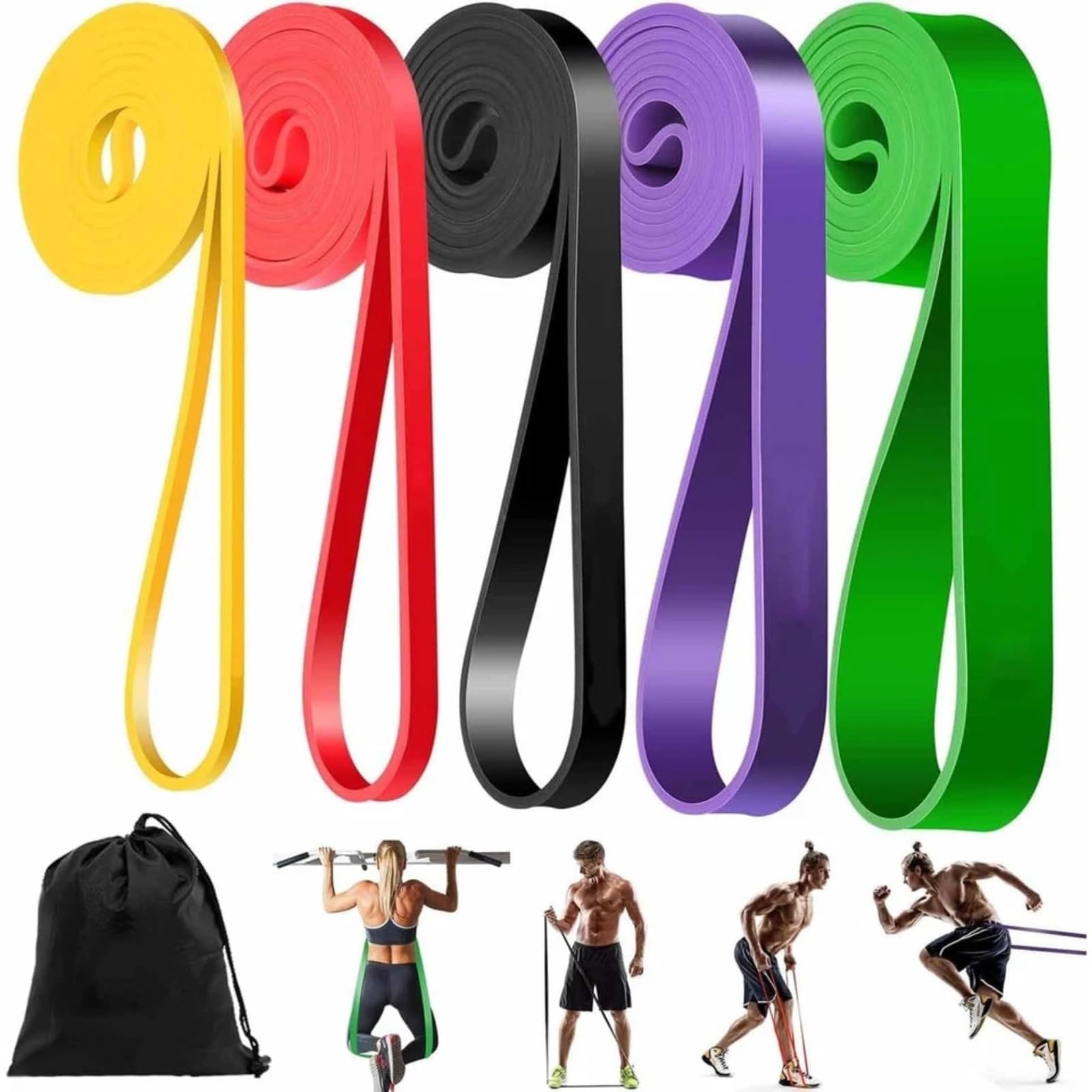 Pull Up Resistance Bands โ 5 Level Heavy-Duty Latex Exercise Bands for Strength Training, Yoga, Muscle Toning & Calisthenics (5 Level Pull-Up Bands)