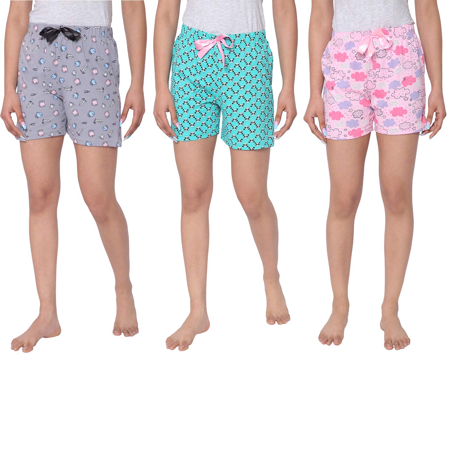 Real BasicsWomen's Regular Shorts(Pack of 3)