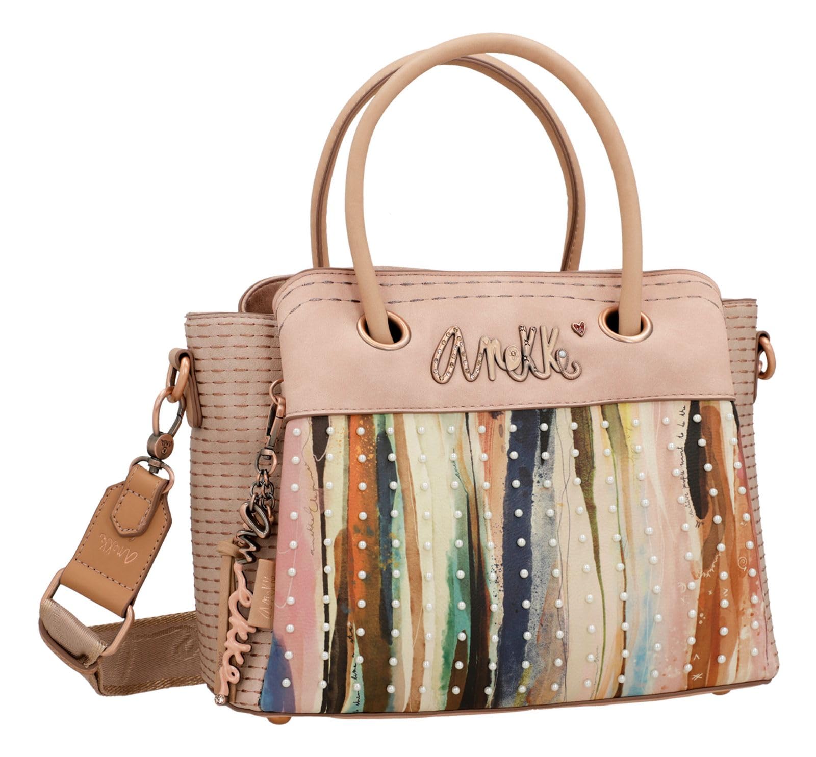 Anekke - Damentasche - Bowlingtasche aus Kunstleder für Damen mit verstellbarem Riemen, 2 Handgriffen und Reißverschlüssen - Zubehör und Accessoires für Damen - Maße 27 x 21 x 12 cm, bunt