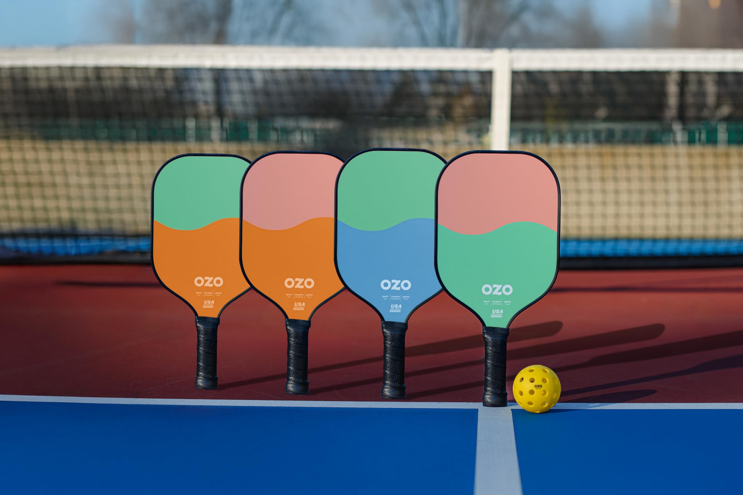 OZO Set of 4 Paddles + 4 Balls - Paddle Unisex Adulto