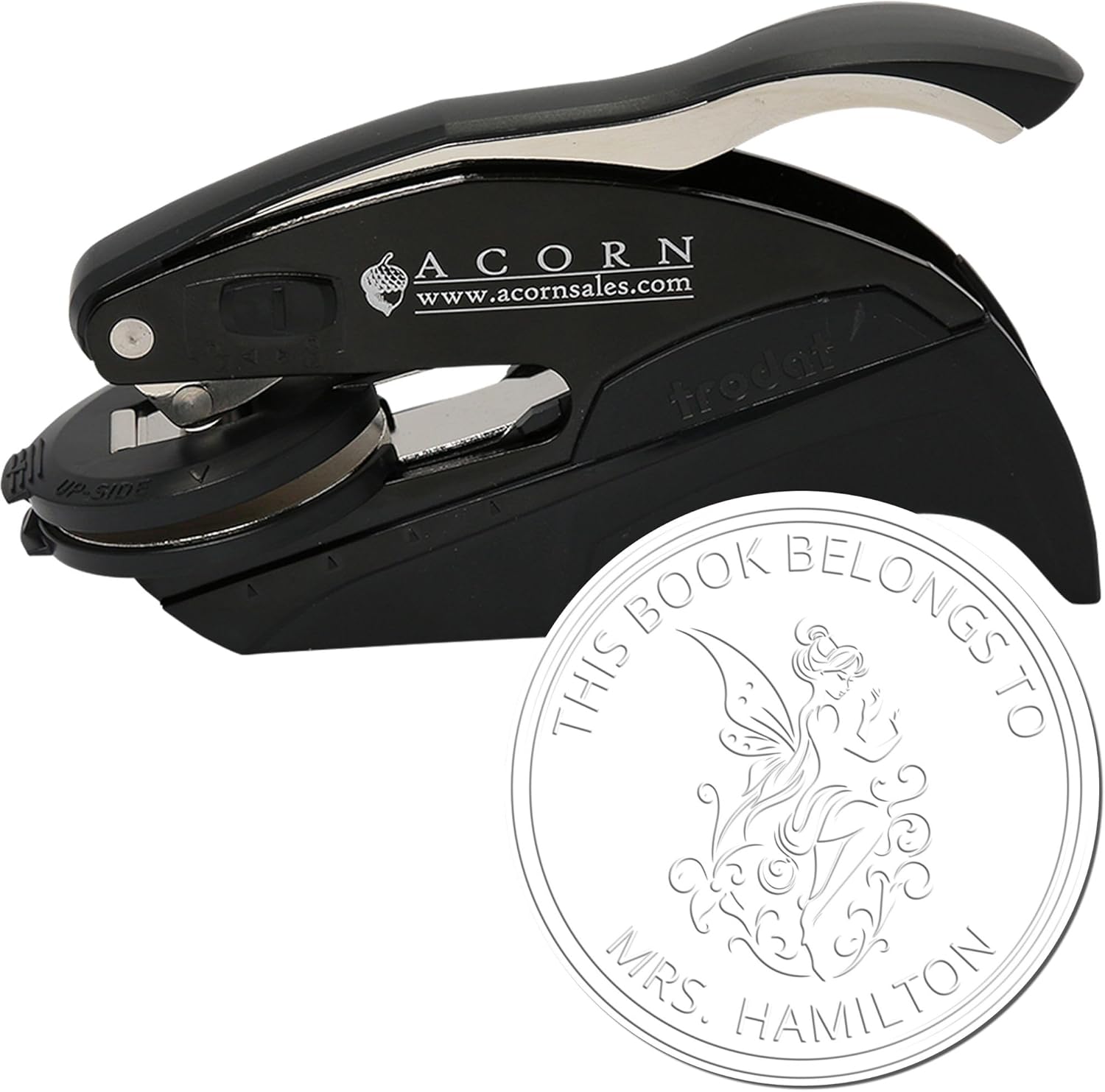 Custom Book Embossing Seal - Whimsical Fairy Cassiopeia Design, Personalized Library Bookplate Embossing Stamp for Book Collectors, Custom-Made Book Insignia Press Tool, 1-5/8" Seal for Book Lovers