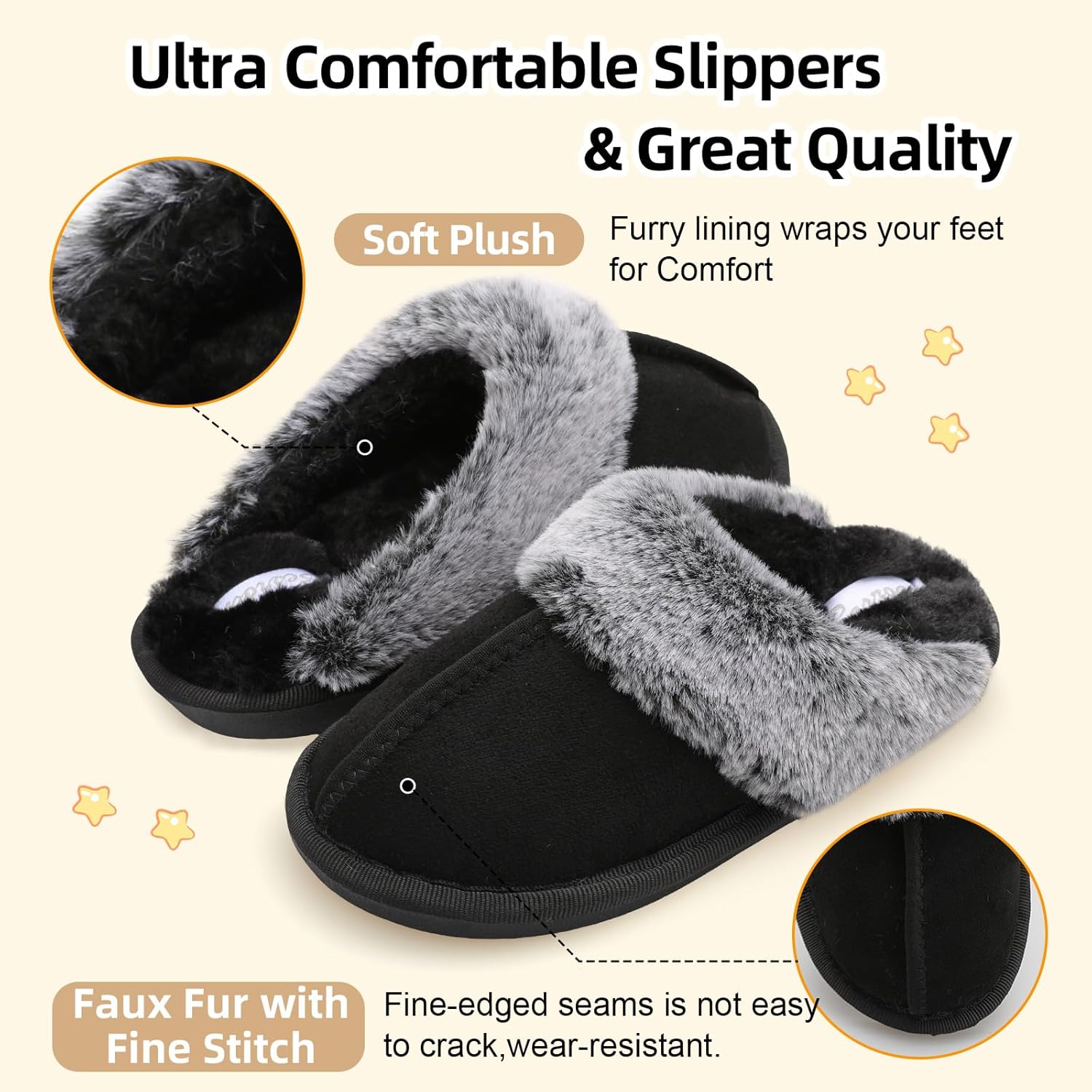 Besroad Kids Slippers Girls Boys Fuzzy House Slippers Warm Memory Foam House Shoes Soft Plush Bedroom Slippers Slides Indoor Outdoor - Image 3