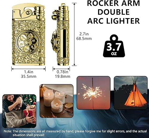Miniatura 6 de TIKIUKI Encendedor eléctrico a prueba de viento de plasma de doble arco, encendedor eléctrico sin llama, encendedor recargable por USB, encendedor