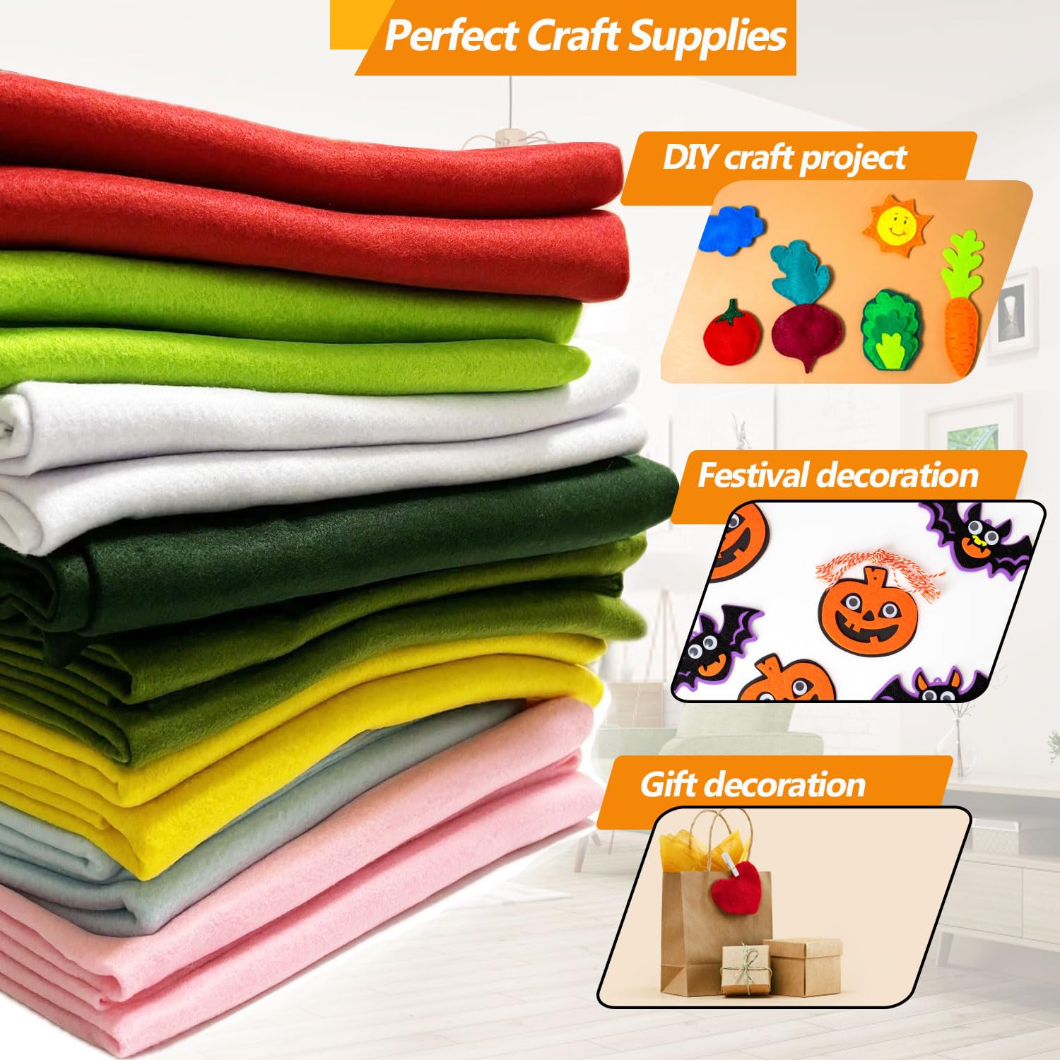 Moss Green Felt Fabric - 1.6mm Thickness 36" X 36" Square Flexible Craft Felt by The Yard Soft Durable Felt Sheets for DIY Sewing Cushion Art Craft Project Supplies