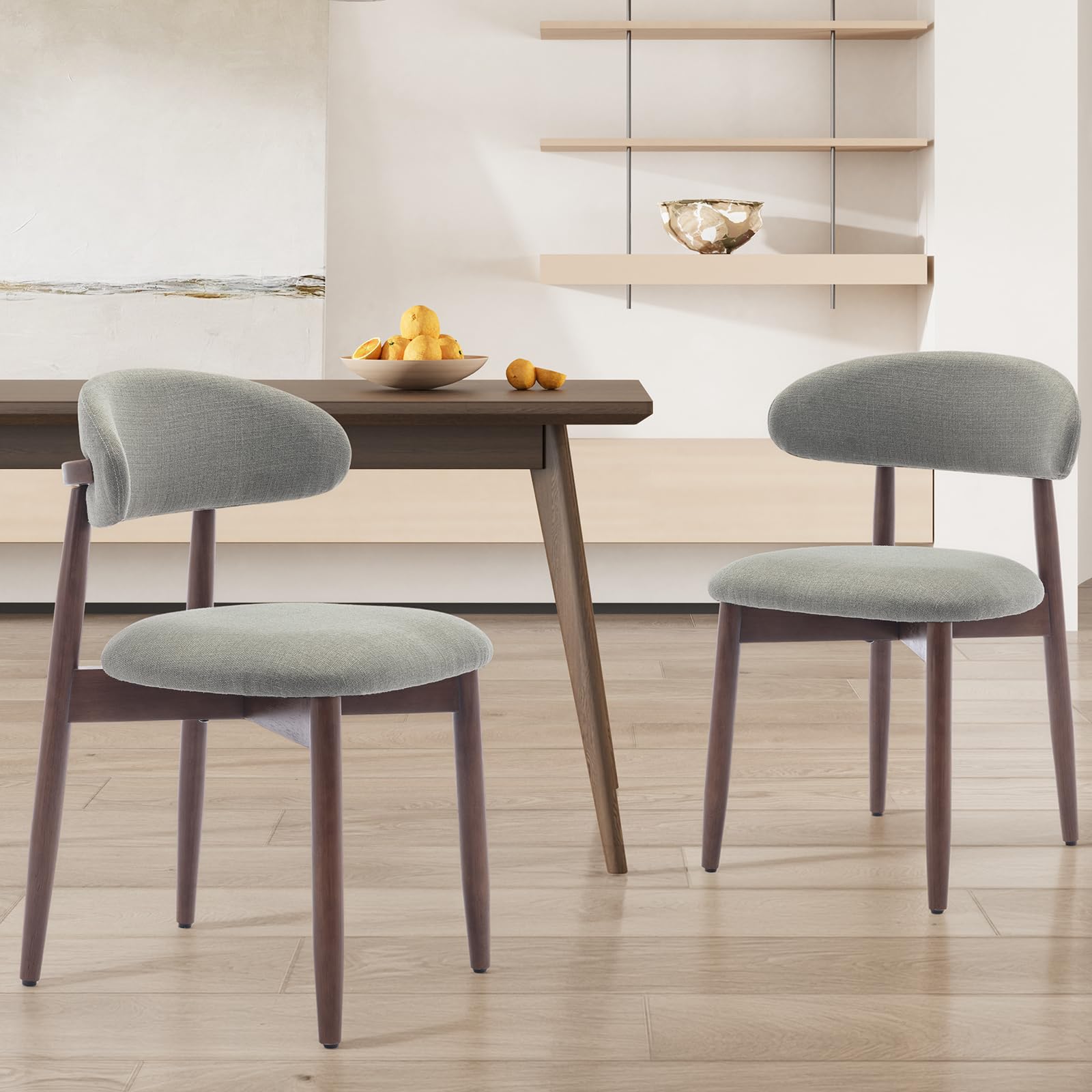 COLAMY Modern Dining Chairs Set with Wooden Legs – Upholstered Fabric Dining Room Chairs with Curved Backrest, Soft Cushion Seat, and Sturdy Rubberwood Frame for Kitchen, Living Room, or Café — image 1