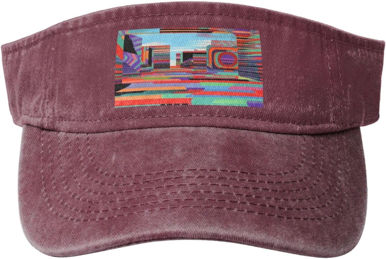 Sun Hats for Men Women Summer Sport Empty top Baseball Cotton with for Beach, Summer, Colorful dystopian Futurism Black