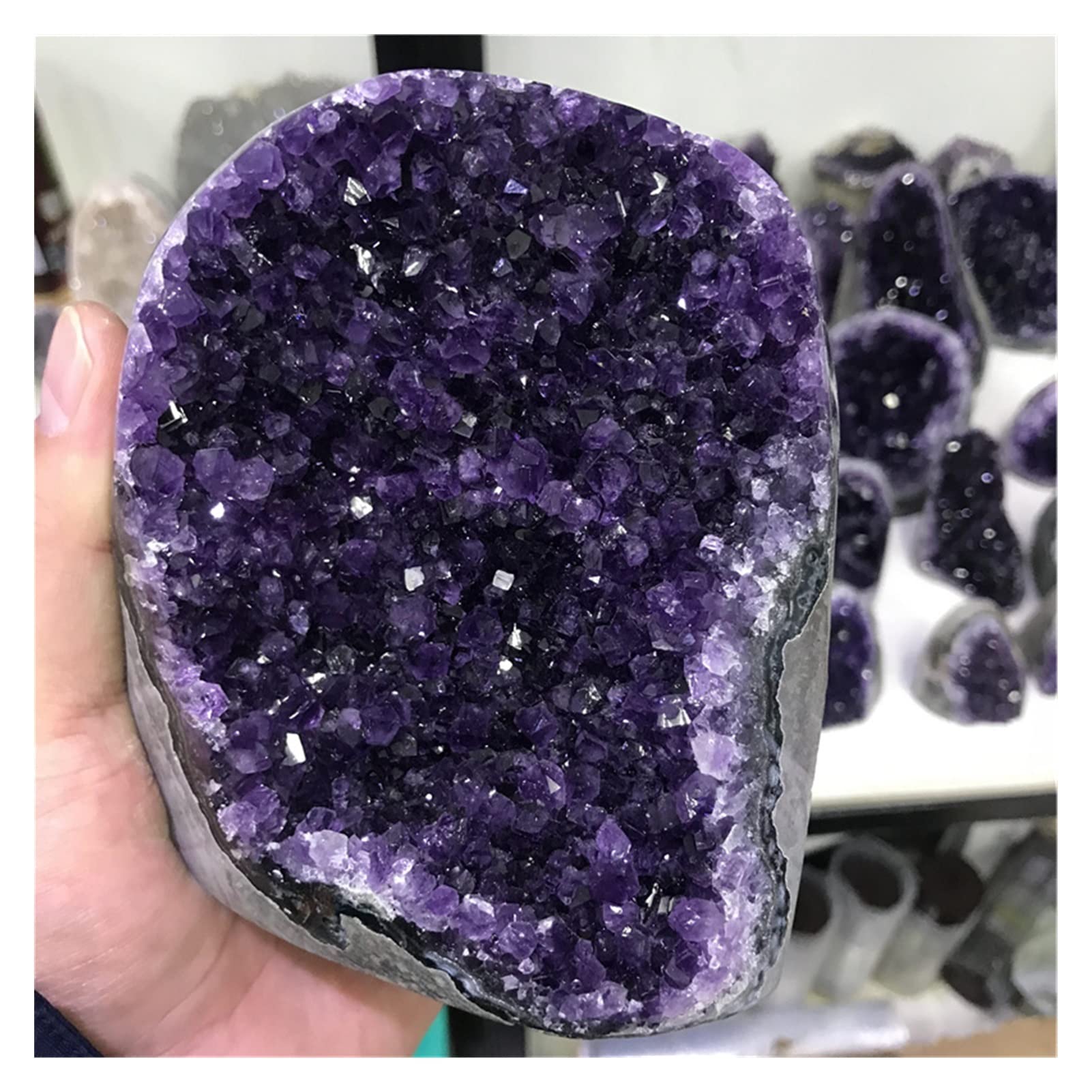 Amethyst Rohstein Natürliche Amethyststein Geode Kristall Cluster Dekoration Quarz Mineralien echte Amethyste spirituelles Chakra Reiki (Color : 400-500g)