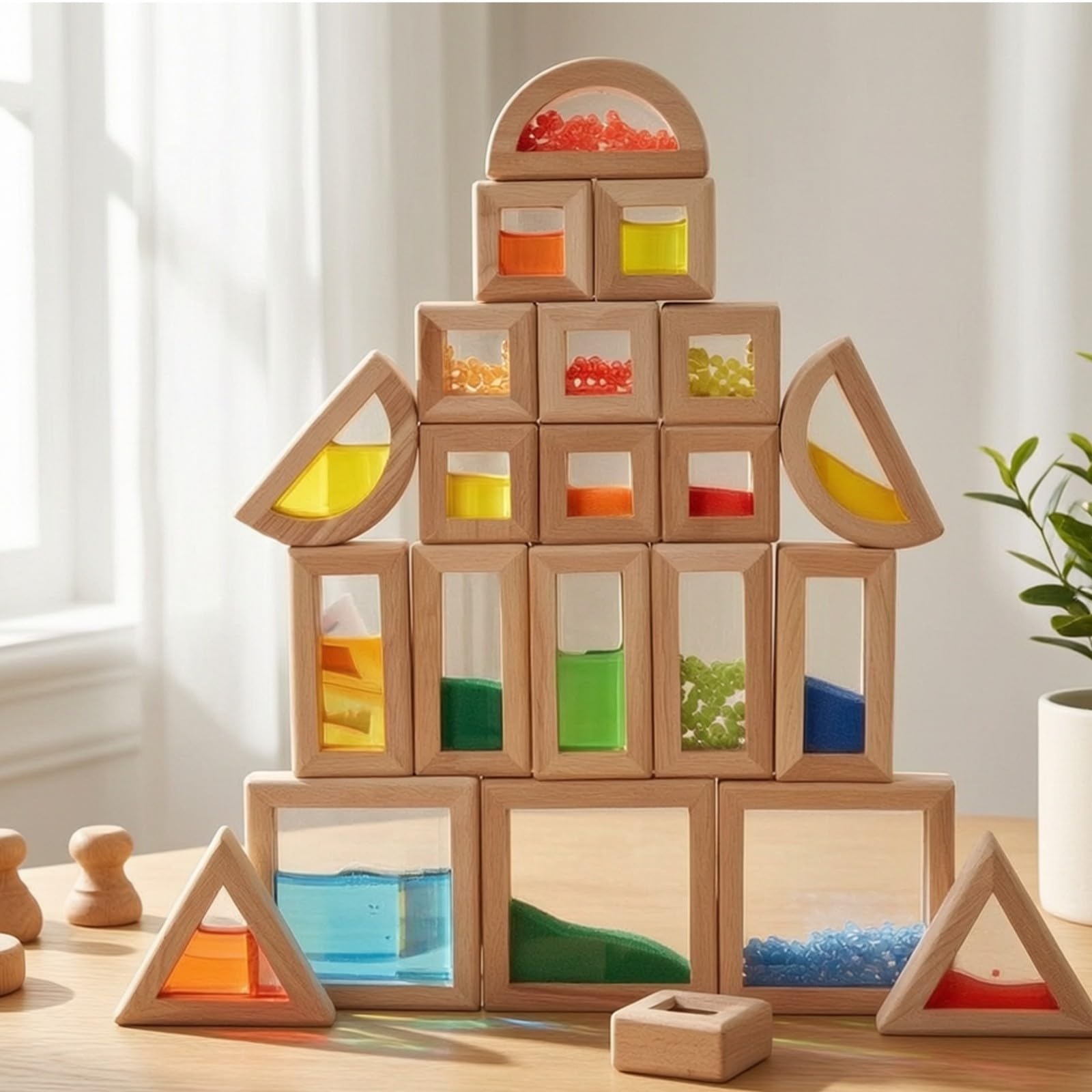 22 Stück Transparent Lichausteine SinneswahrnehmungBausteine, für Zimmer,
