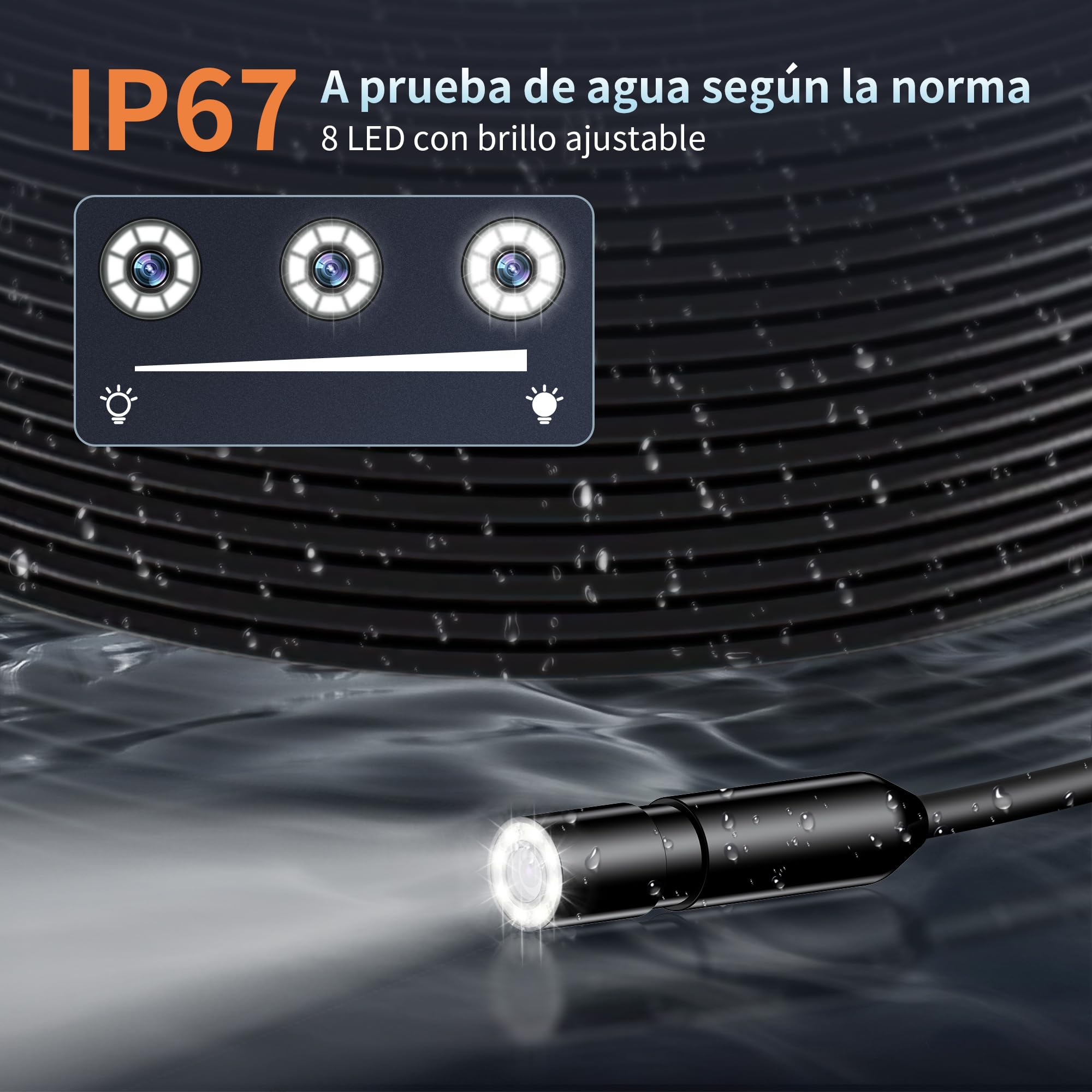 Endoskop z Kamerą 1080P HD i Ekranem IPS 4.3" – Wodoodporna Kamera Inspekcyjna IP67 z 8 LED i Sondą 8mm, Półsztywny Przewód 5M do Rur, Samochodów, Domu