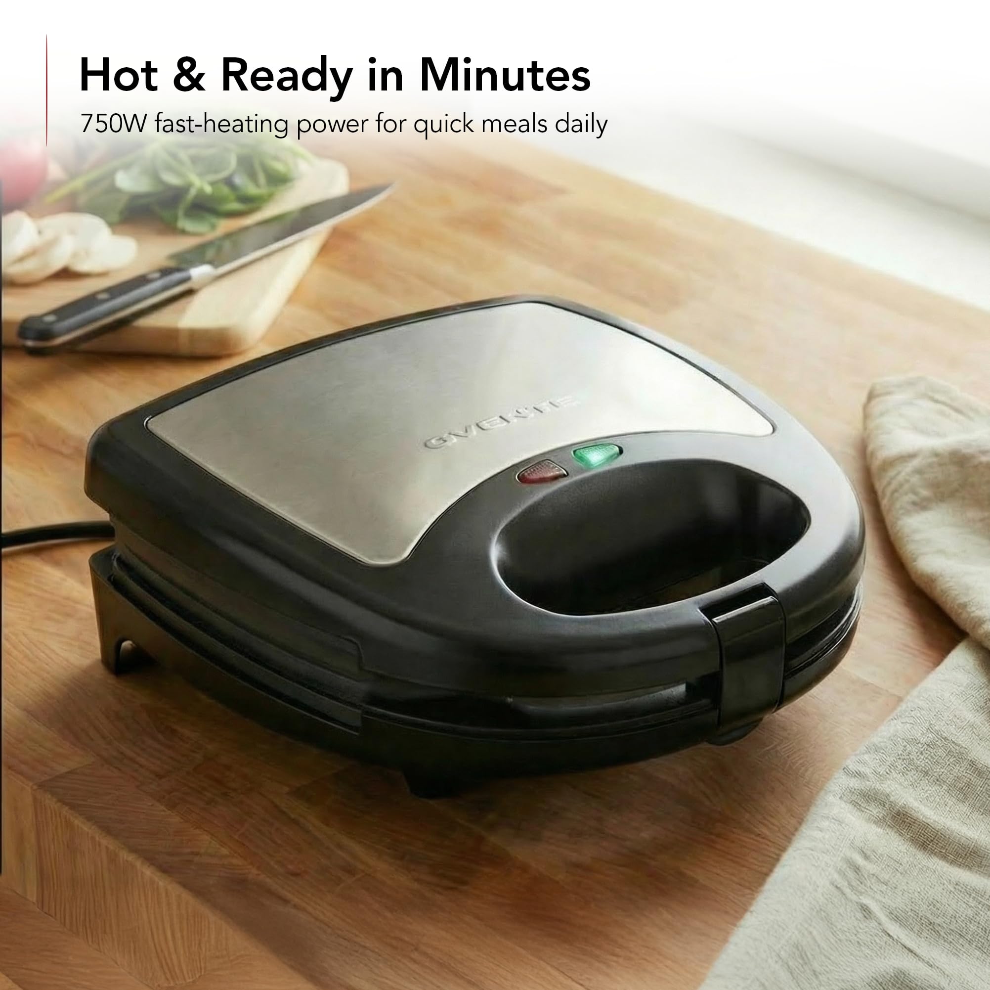 OVENTE 3 in 1 Electric Sandwich Maker, Panini Press Grill and Waffle Iron Set with Removable Non-Stick Plates, Perfect for Cooking Grilled Cheese, Tuna Melts, Burgers, Steaks and Snacks, Black GPI302B