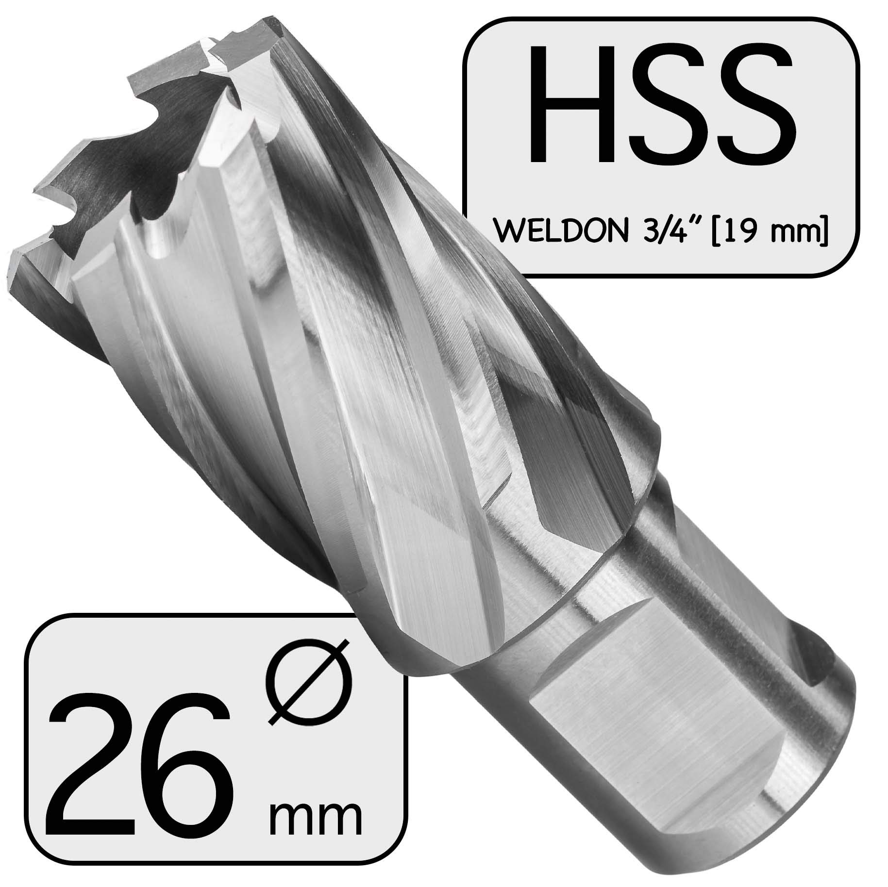 MELVER Punta per trapano HSS Weldon, 19 mm, profondità di taglio 30 mm (26)