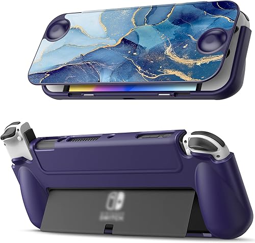 Fintie Funda con tapa para Nintendo Switch modelo OLED, segura para pantalla Carcasa protectora delgada de TPU suave con cubierta frontal magnética