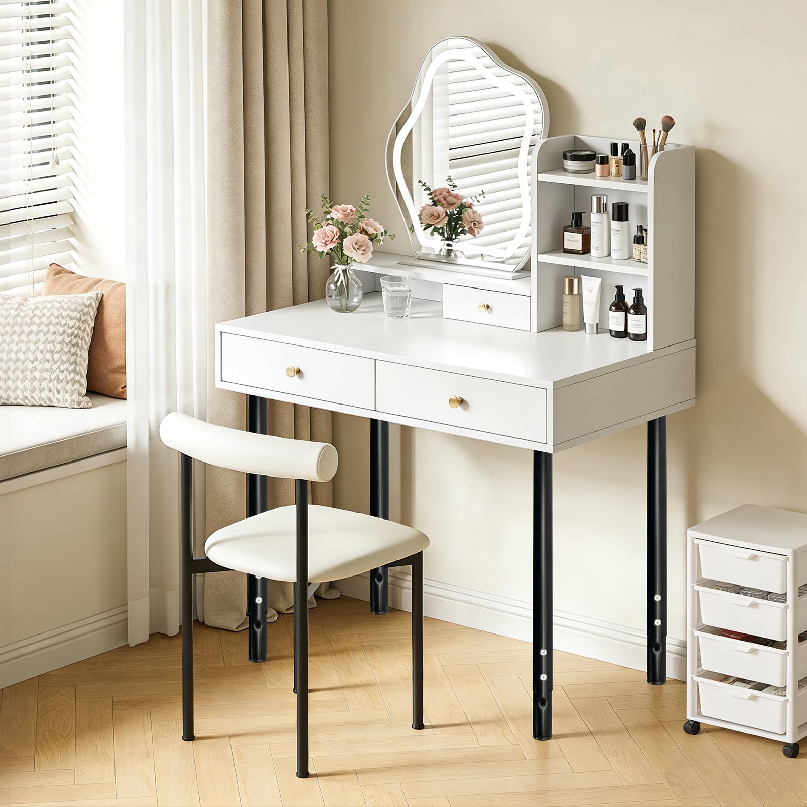 QLLY Gamba da tavolo regolabile in metallo, 60-100 cm, gamba per l'home office, set di gambe per mobili (1, nero)