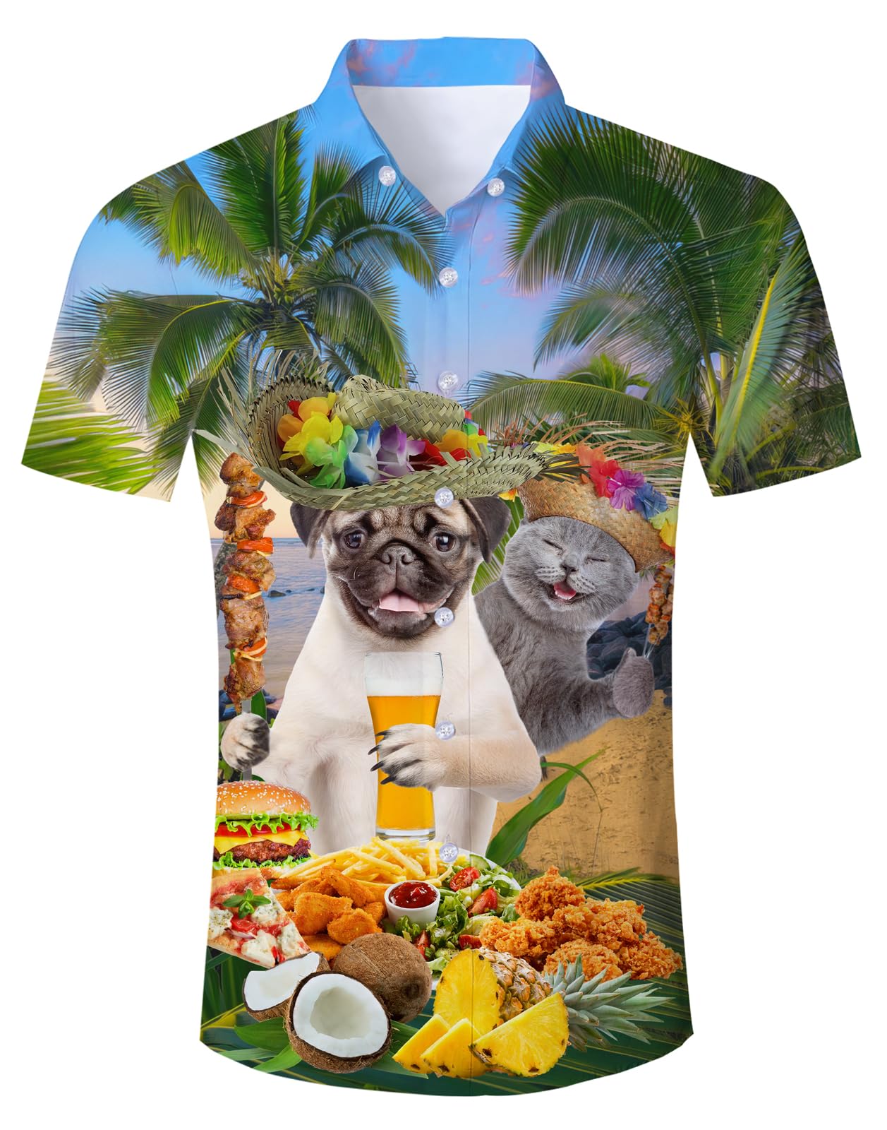 TUONROAD Camisa Hawaiana para Hombre 3D Camisas de Playa Manga Corta Casual Camisas M-XXL