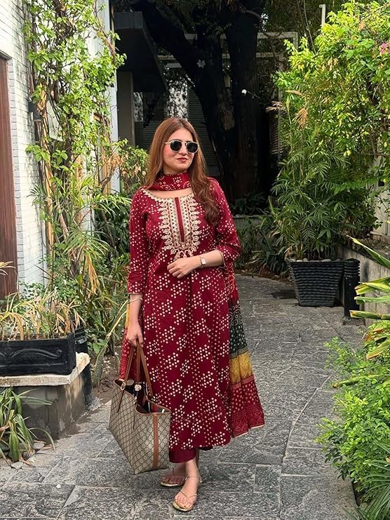 Image of ANNI Designer | Rayon Straight Printed Kurta with Pant & Dupatta | Kurta Set for Women | Cotton Kurti Set with Dupatta | Stylish Ethnic Suit Set Kurta Set