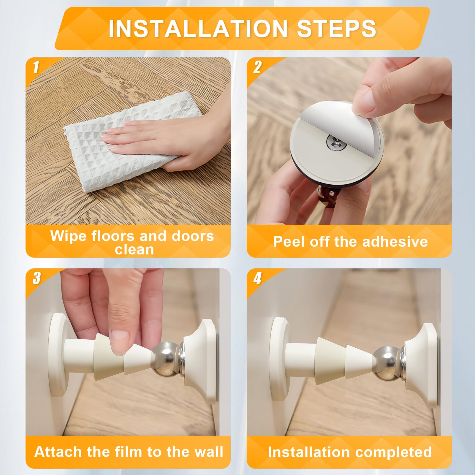 10 Pièces Arrêts De Portes, Inoxydable Adhesive Butées De Porte, Butées Avec Pare-chocs En