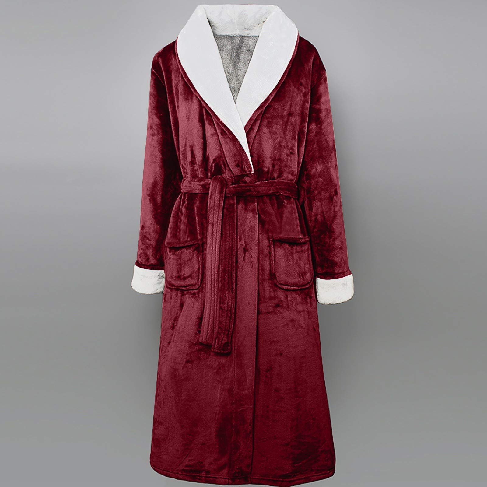 Accappatoio da donna lungo, senza cappuccio, morbido | Accappatoio unisex da uomo, in spugna, per sauna, taglie grandi, con tasche, abbigliamento da notte