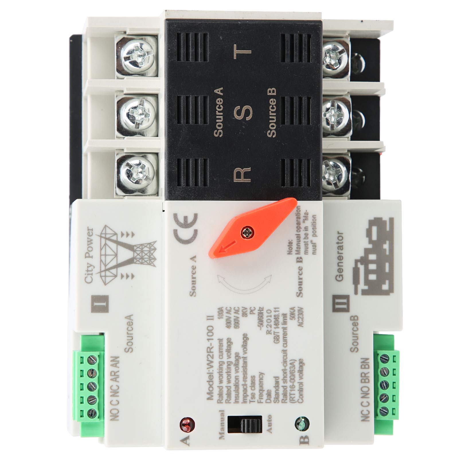 W2R-100 Dual Power Automatic Transfer Switch 3P 100A 50Hz Power Transfer Switch for Various Places That Do Not Allow Continuous Power Failure