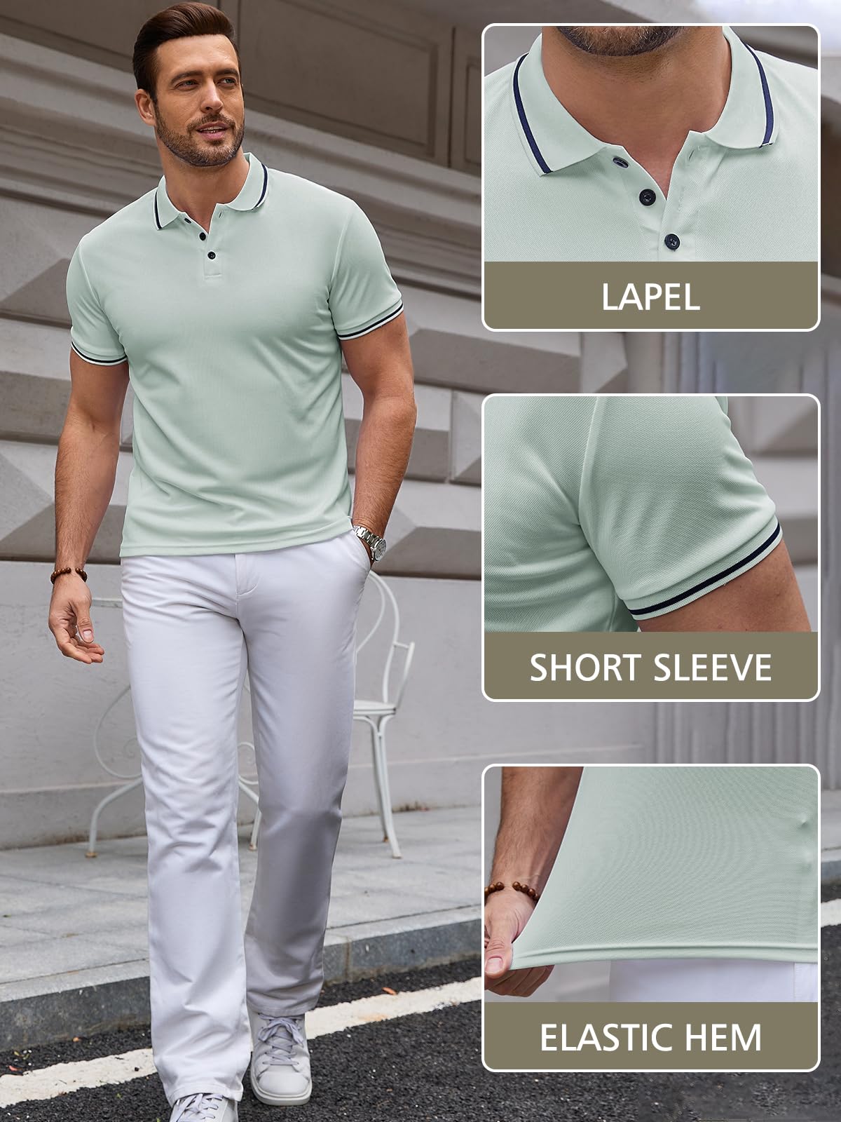 Męska koszulka polo z krótkim rękawem, krój slim fit, na lato, do uprawiania sportu, na czas wolny, do pracy
