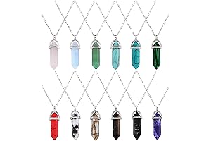 12 Piece Chakra Crystal Hexagonal Gem Necklaces Set