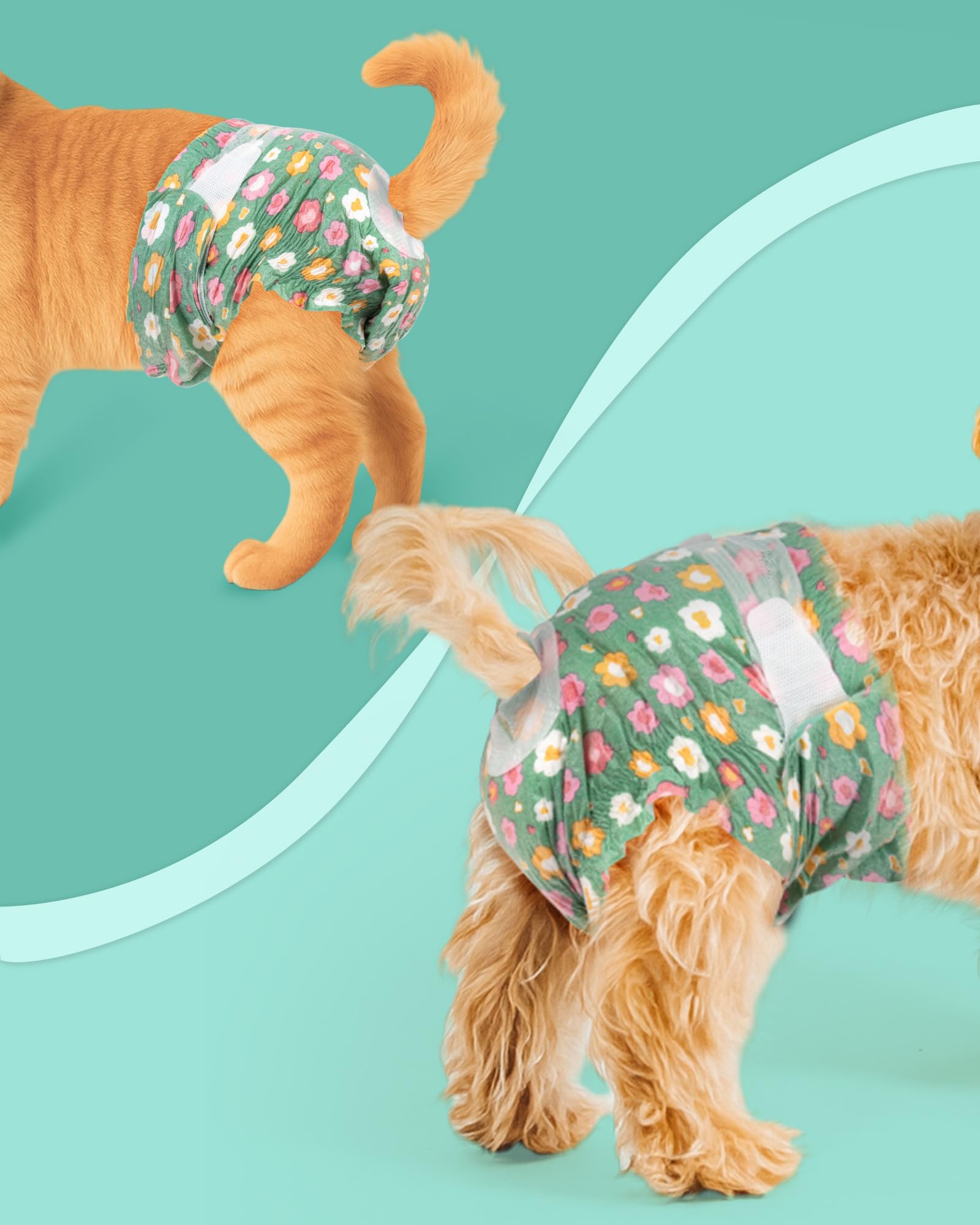 Pet Soft Einweg Hundewindeln für Hündinnen, 24 Stück Hochsaugfähige Katzenwindeln Hundewindeln Weiblich mit Verstellbarem Schwanzloch (M, 24 Stück)